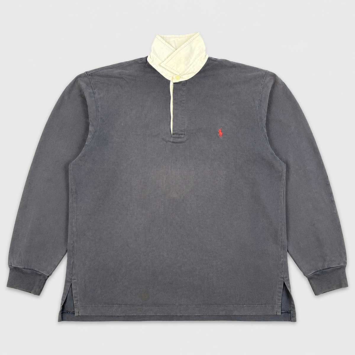 Vintage 90's Ralph Lauren Rugby Polo Men's S Grey Red Pony Collared