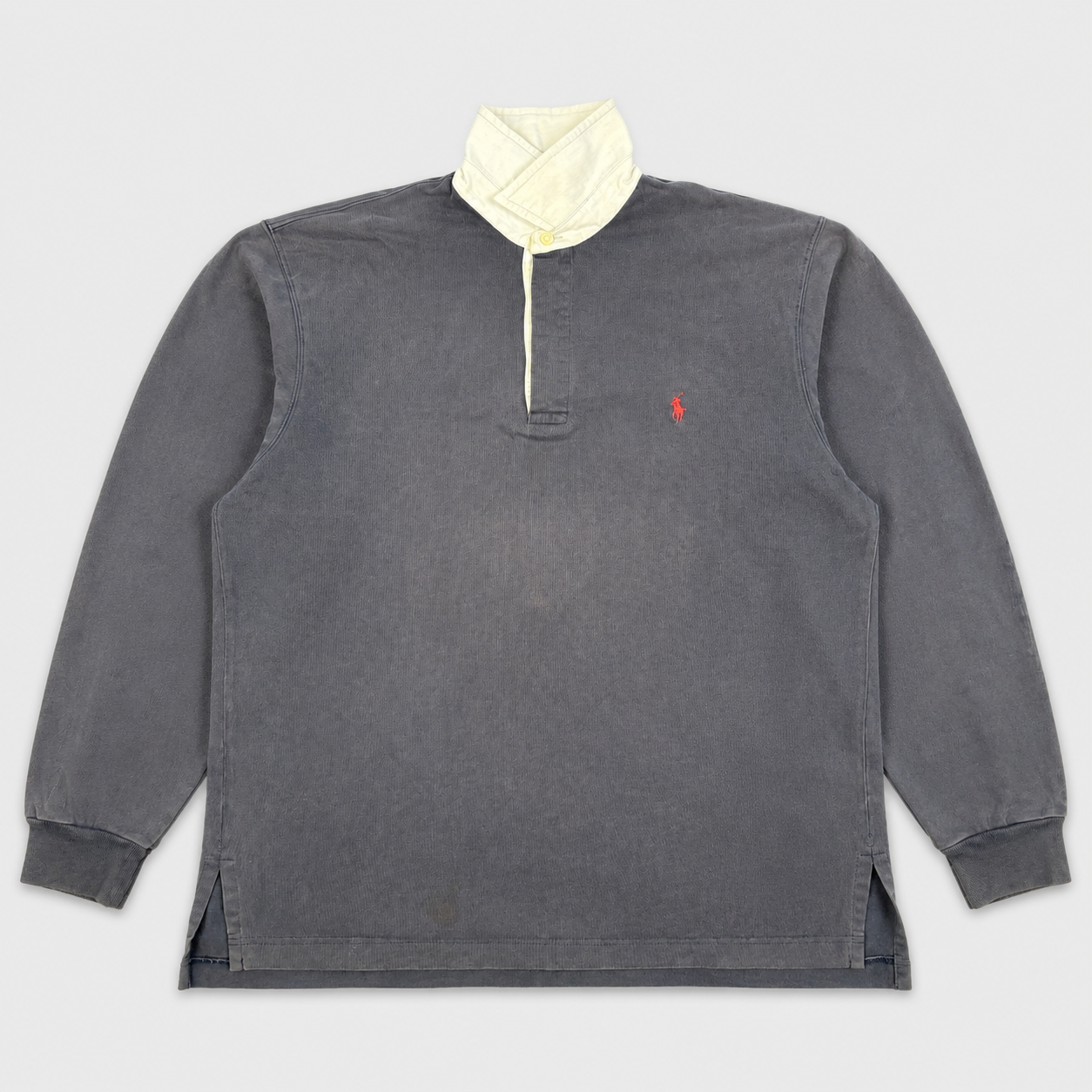 Vintage 90's Ralph Lauren Rugby Polo Men's S Grey Red Pony Collared