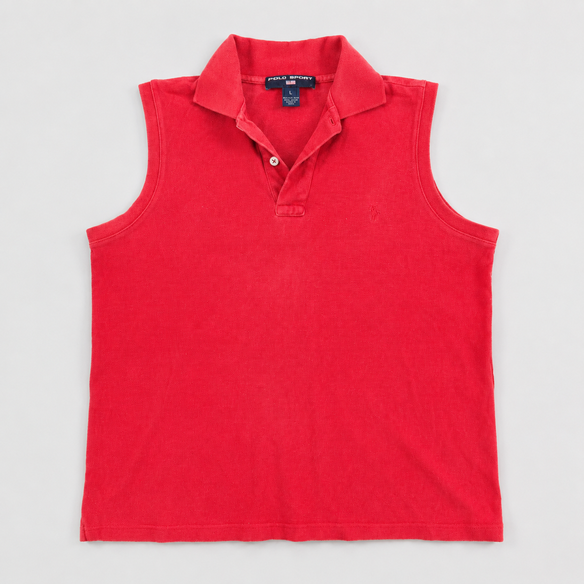 Vintage Women's 90's Polo Sport Polo Size L Red Pony Collared Sleeveless Top Button Down