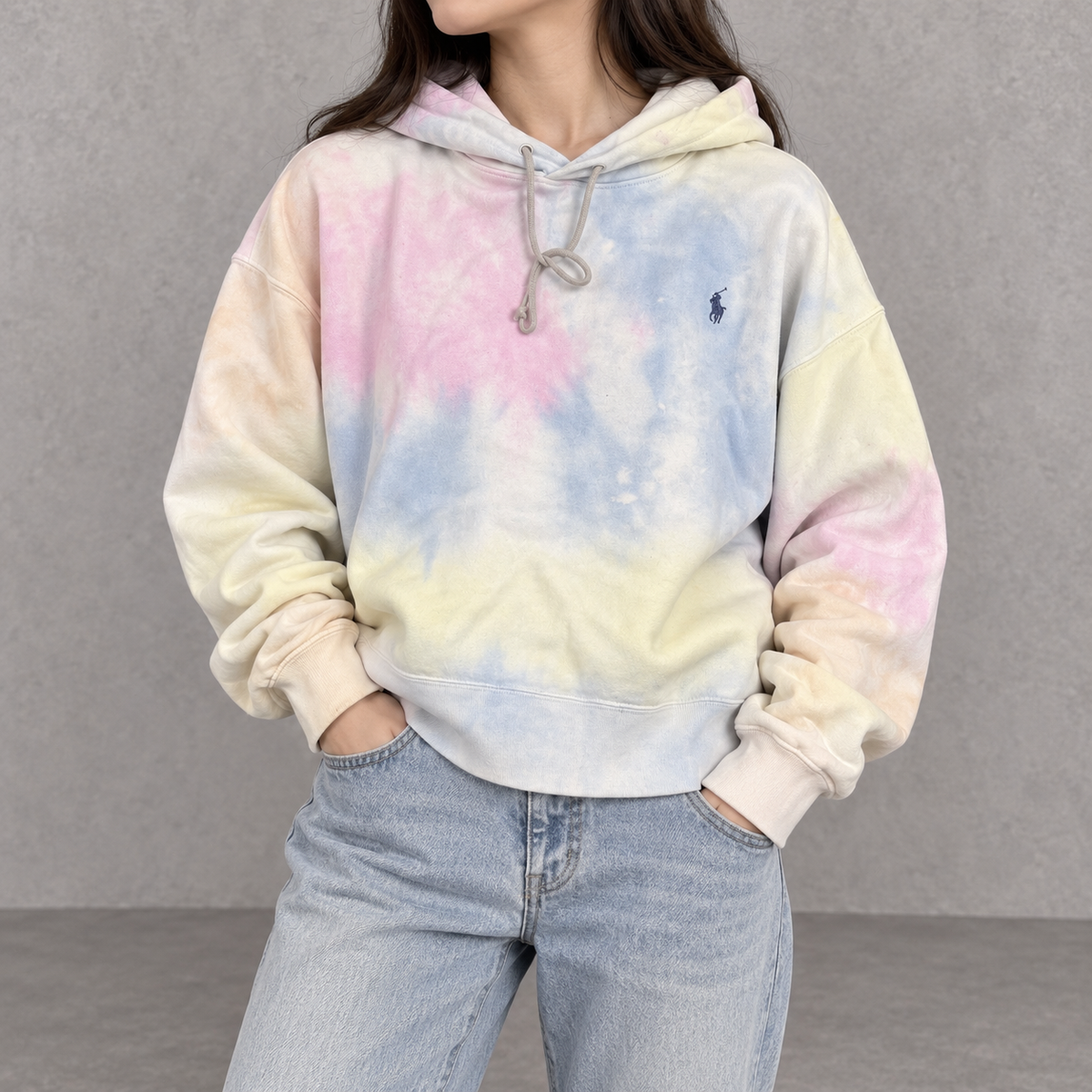 Ralph Lauren Hoodie Women's XL Tie Dye Blue Small Pony Jumper Sweatshirt