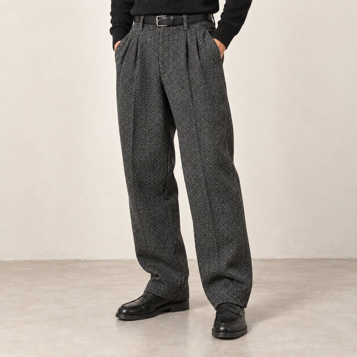 Vintage Japanese Tweed Pleated Pants Men's Small Tags on Deadstock