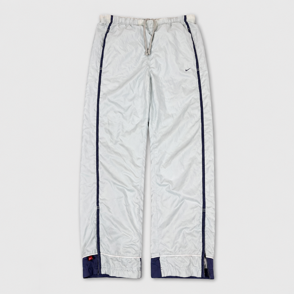 Vintage Y2K Nike Track Pants Women's M Blue Navy Panels Swoosh Joggers Straight Leg