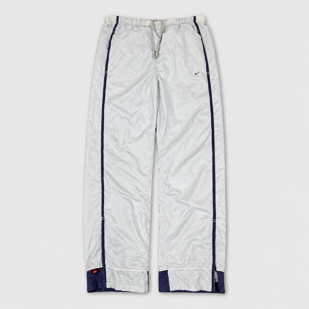 Vintage Y2K Nike Track Pants Women's M Blue Navy Panels Swoosh Joggers Straight Leg