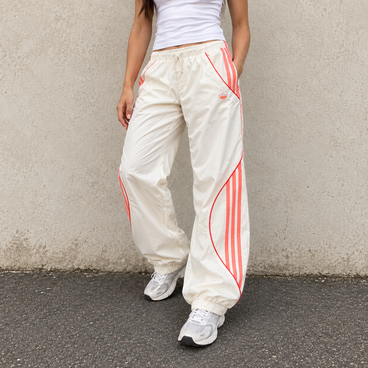 Adidas Track Pants Women's Medium Orange Cream 3 Stripe