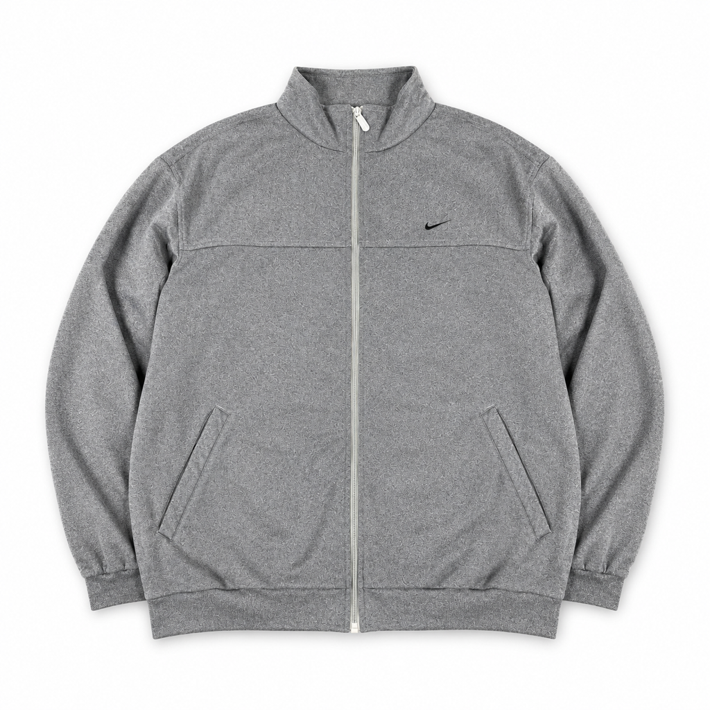 Vintage Y2K Nike 1/4 Zip Jumper Marble Grey XL Embroidered Swoosh Cuffed Boxy