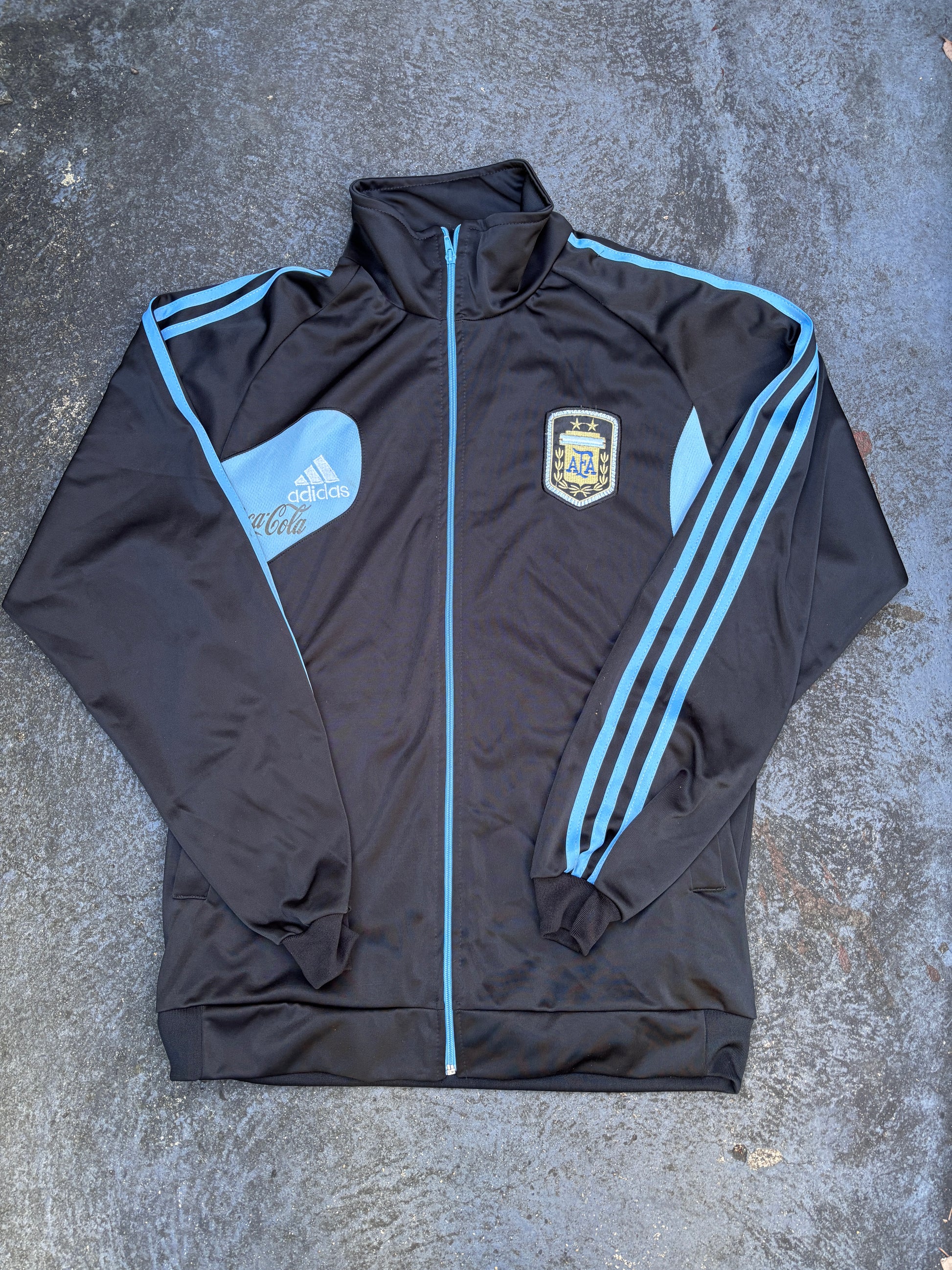 Vintage Adidas Argentina AFA Jumper Size M Black Blue Retro Football Patch Logos