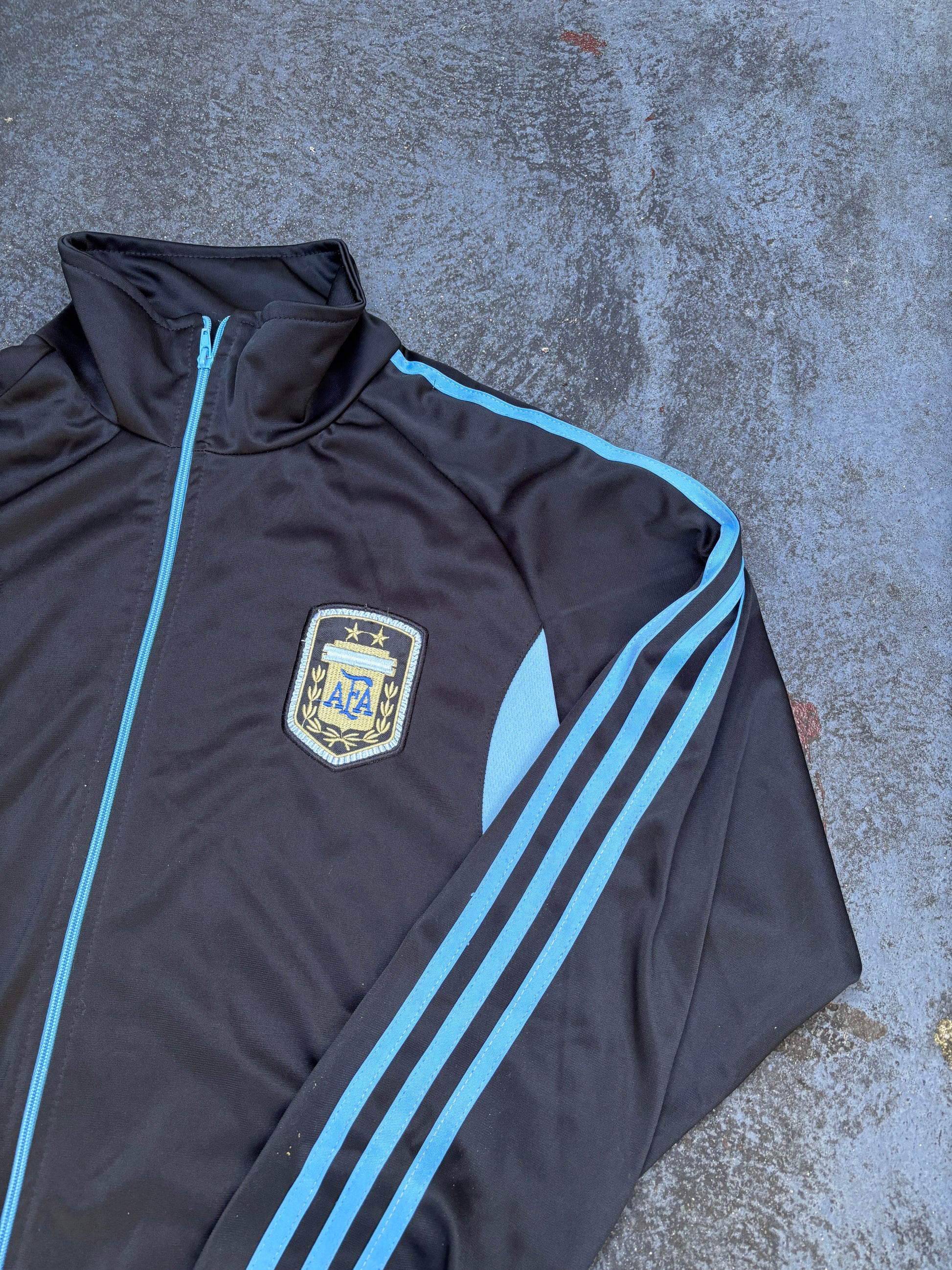 Vintage Adidas Argentina AFA Jumper Size M Black Blue Retro Football Patch Logos