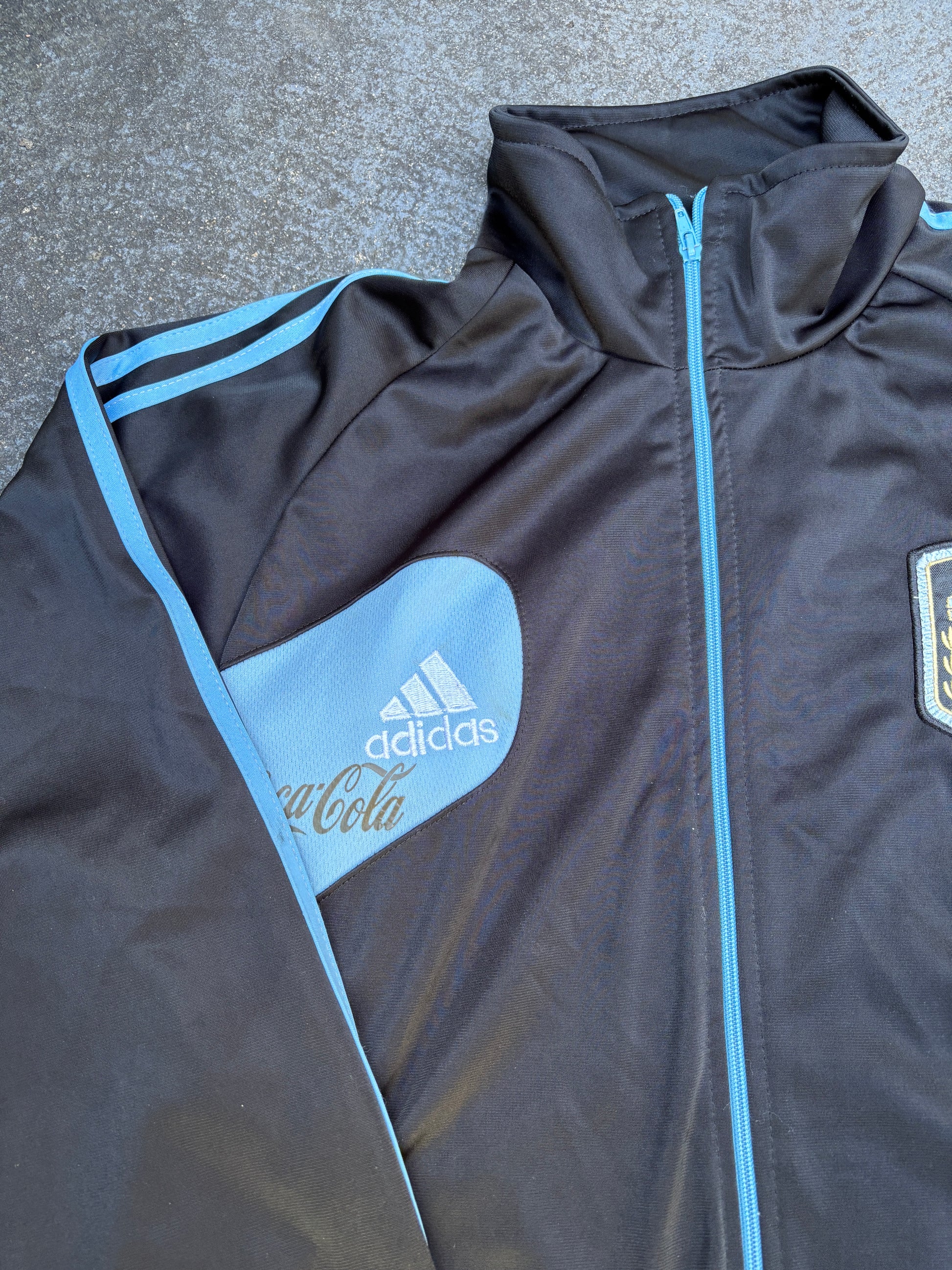 Vintage Adidas Argentina AFA Jumper Size M Black Blue Retro Football Patch Logos