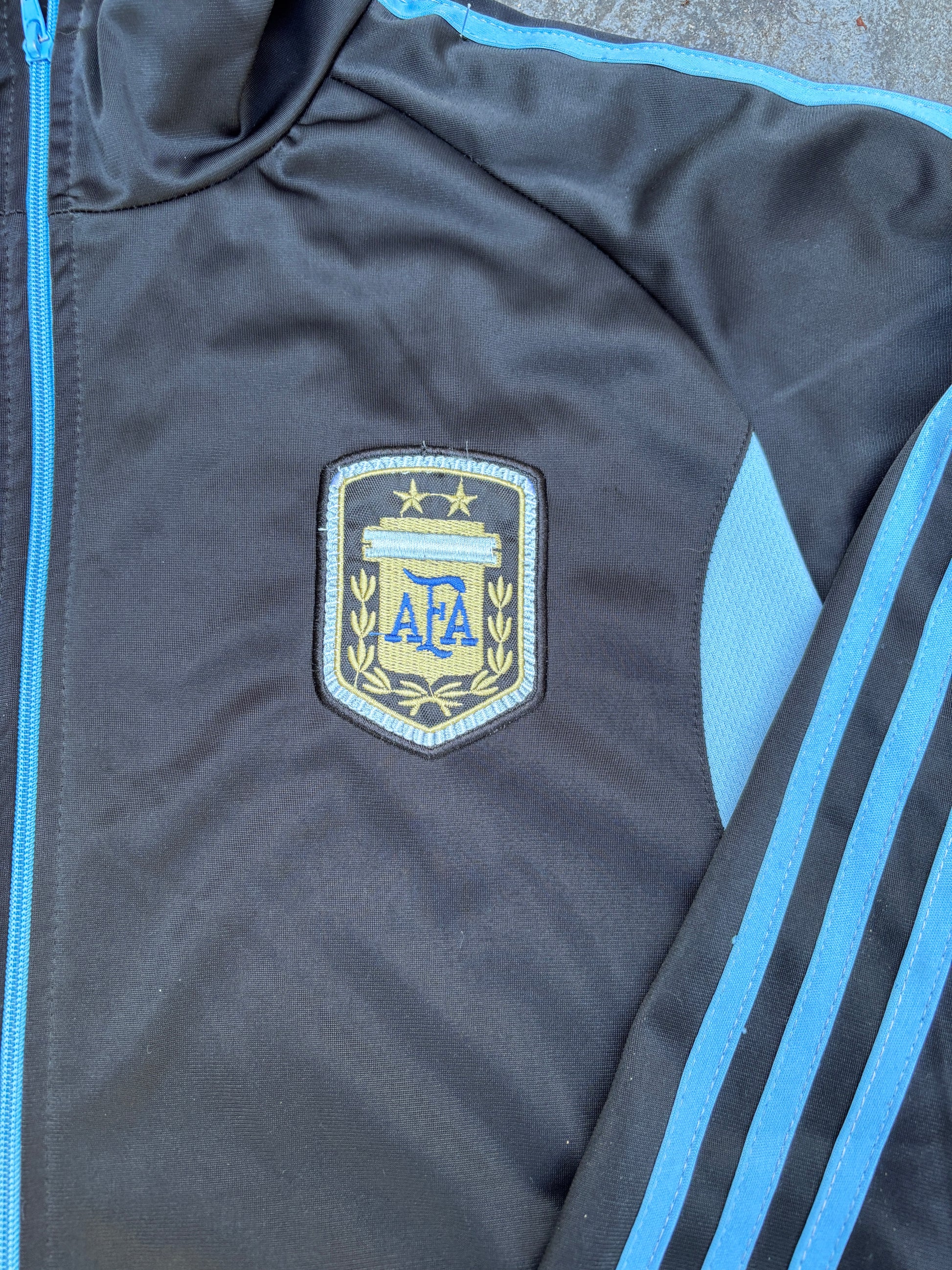 Vintage Adidas Argentina AFA Jumper Size M Black Blue Retro Football Patch Logos