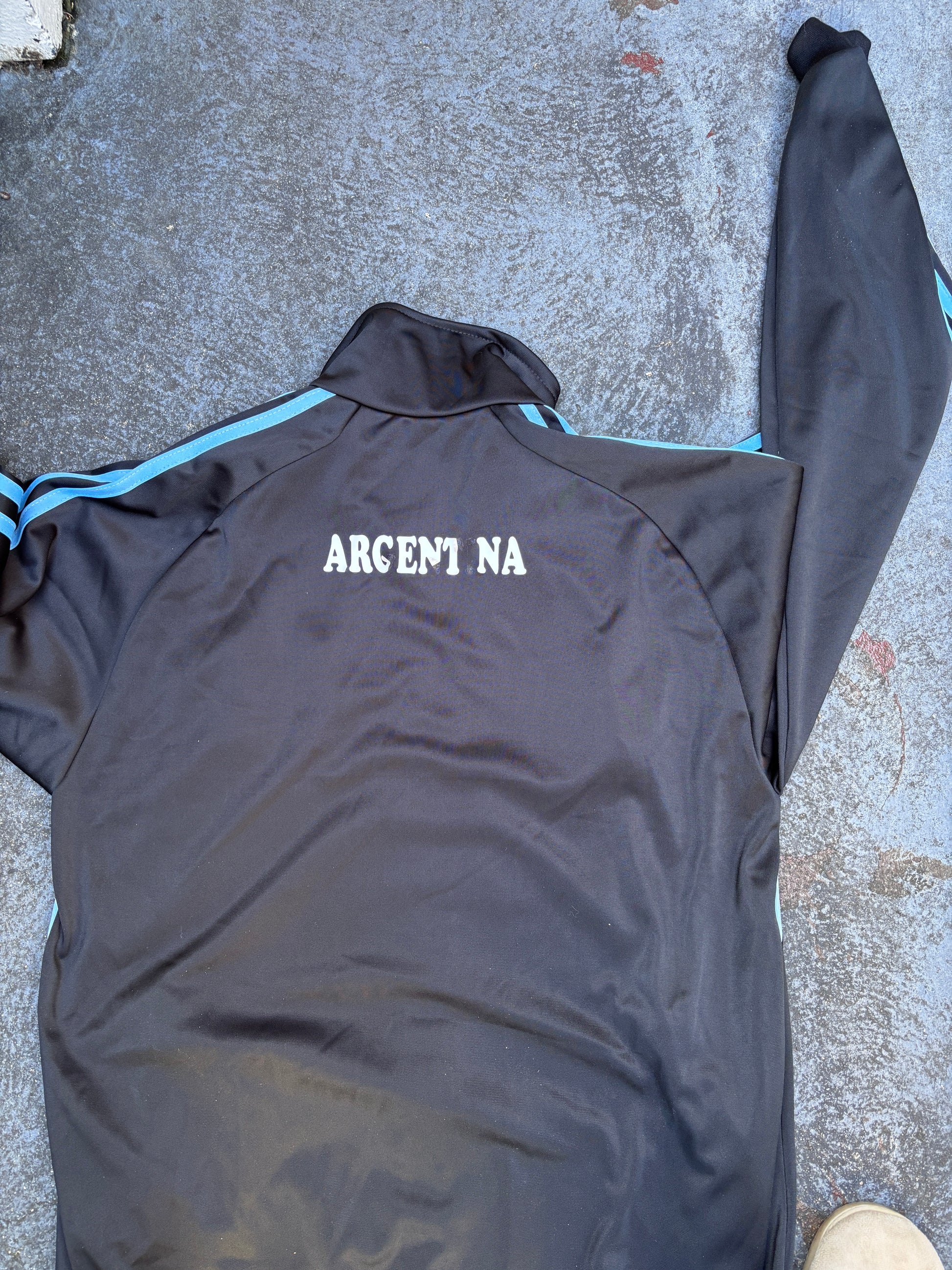 Vintage Adidas Argentina AFA Jumper Size M Black Blue Retro Football Patch Logos