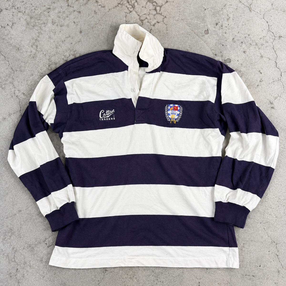 Vintage 90s Cotton Traders Auckland Rugby Union Shirt Men's Large Blue White Rare Rugby Polo