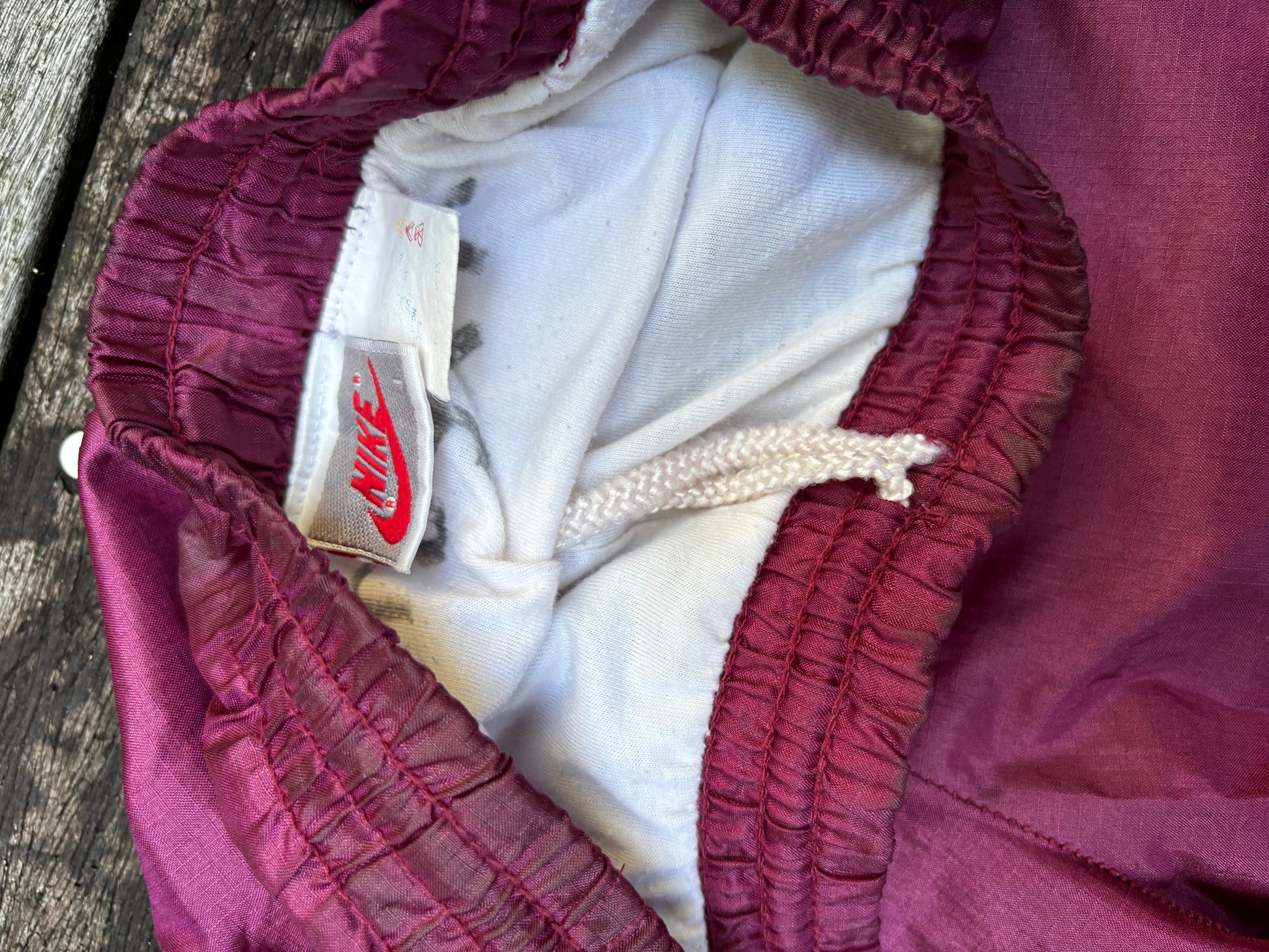 Vintage Nike Track Pants Size L Burgundy Nylon Windbreakers
