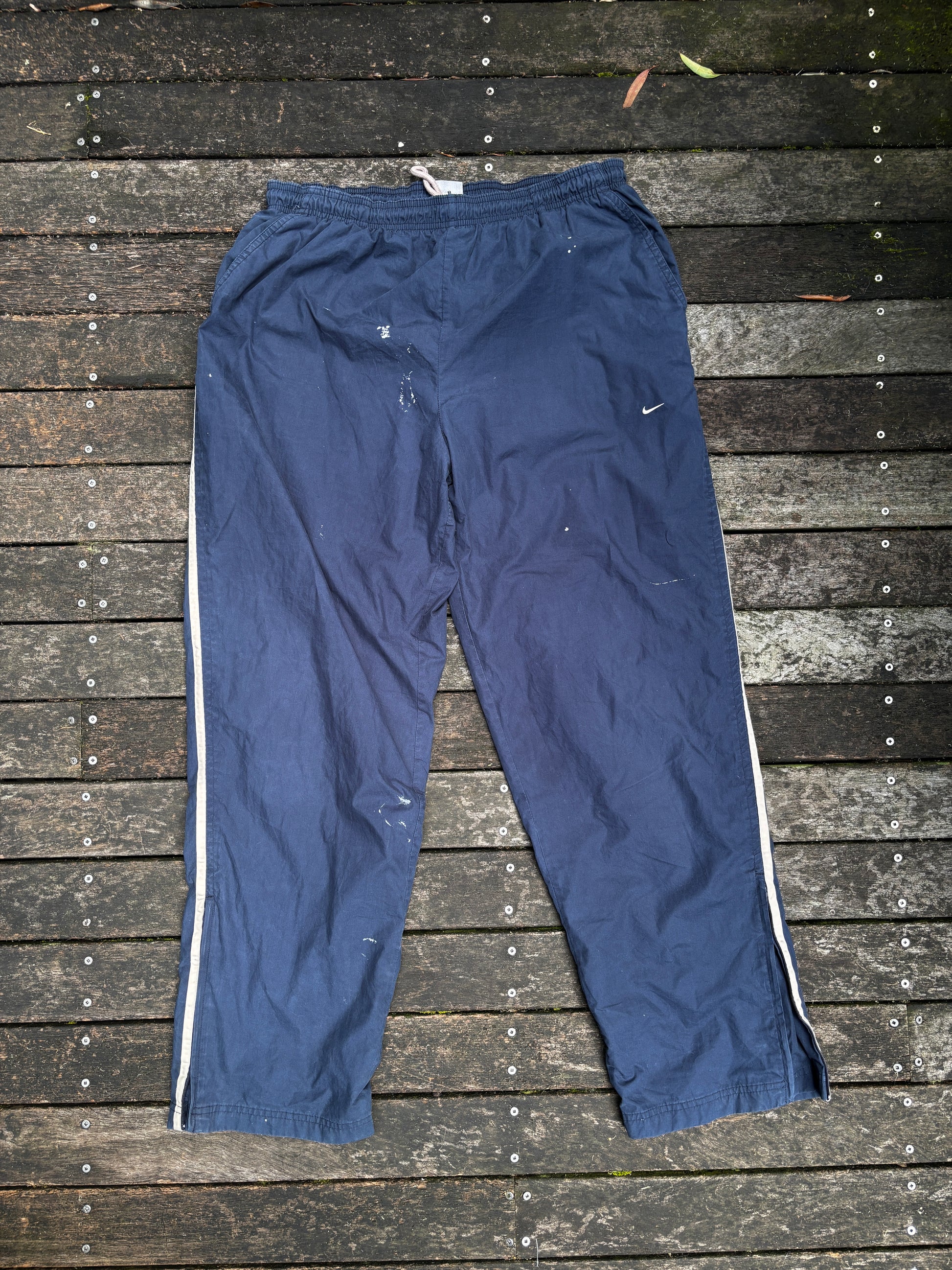 Vintage Nike Track Pants Size XL Blue Nylon Y2K