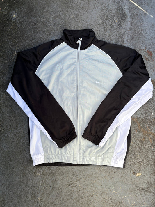 Vintage Y2K Nike Jacket Size L Grey Black White Full Zip Classic Windbreaker