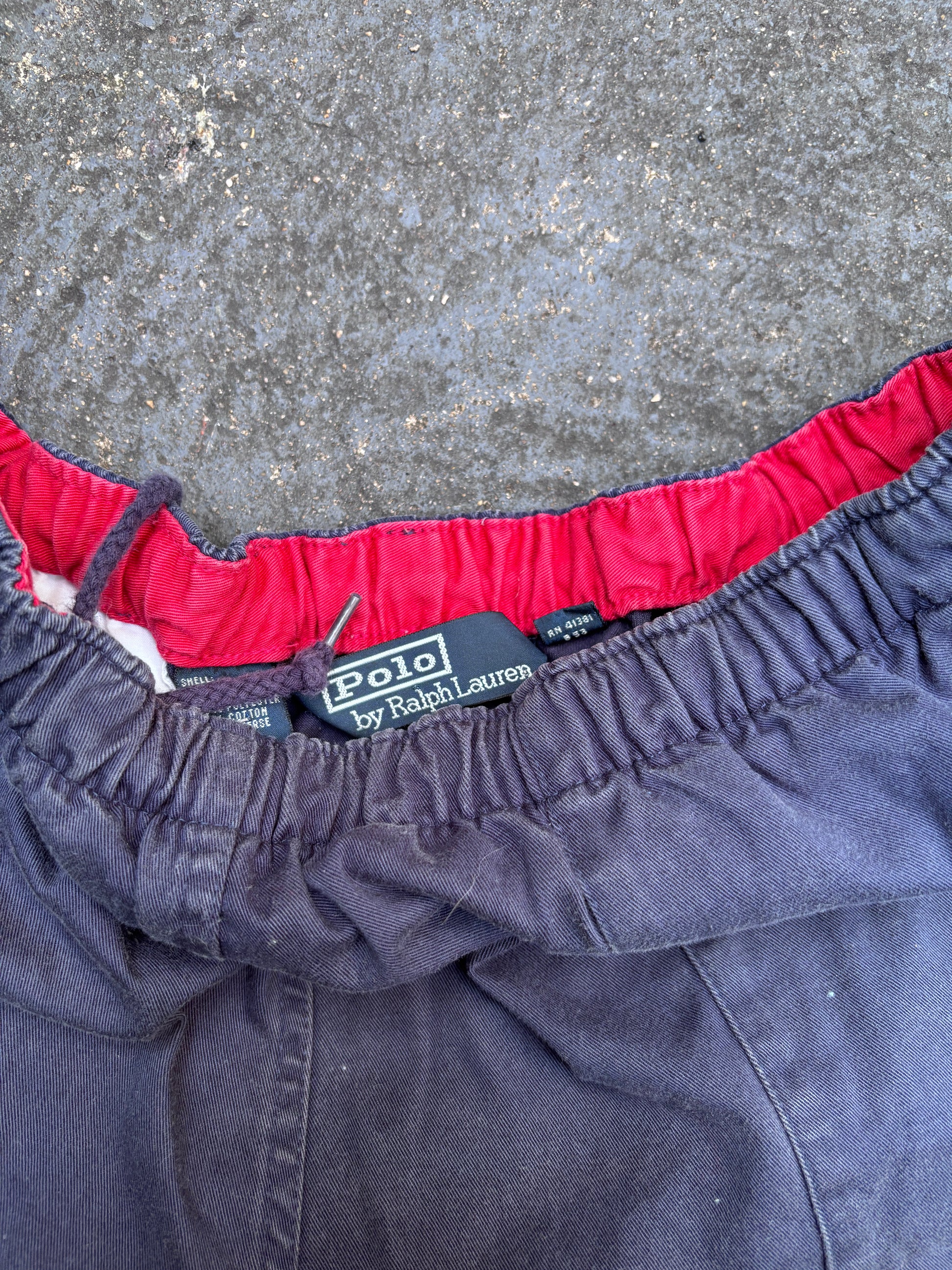 Vintage 90s Polo Ralph Lauren Rugby Shorts Men’s XL Navy Red Pony Stubbies