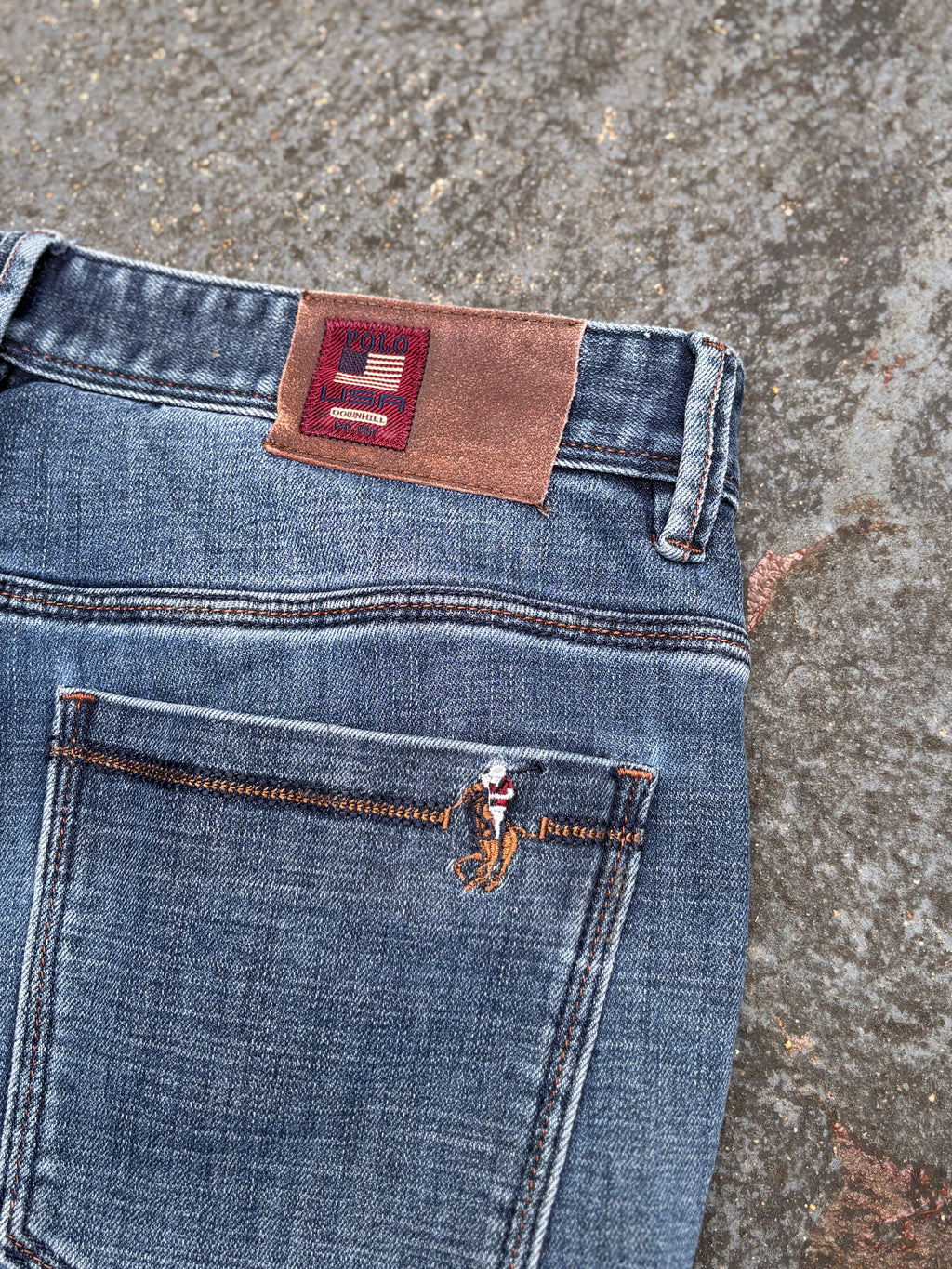 Vintage 90s Polo Ralph Lauren Jeans Size 36 Mid Blue Wash Straight Leg Colour Pony
