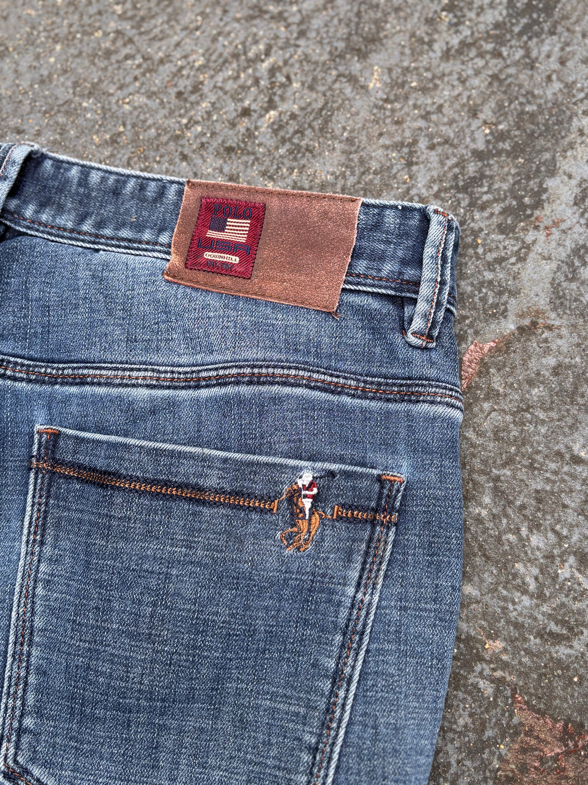 Vintage 90s Polo Ralph Lauren Jeans Size 36 Mid Blue Wash Straight Leg Colour Pony