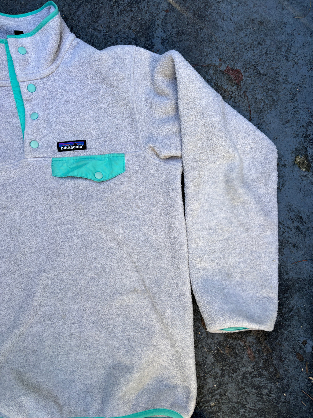 Patagonia Synchilla Snap T Jumper Size XS Grey Green Detail Fleece Pullover