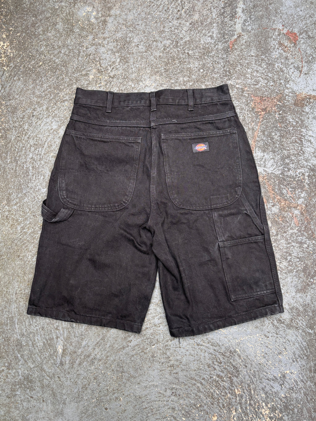 Dickies Carpenter Denim Shorts Size 30 Black Jeans Wide Leg Pocket Logo