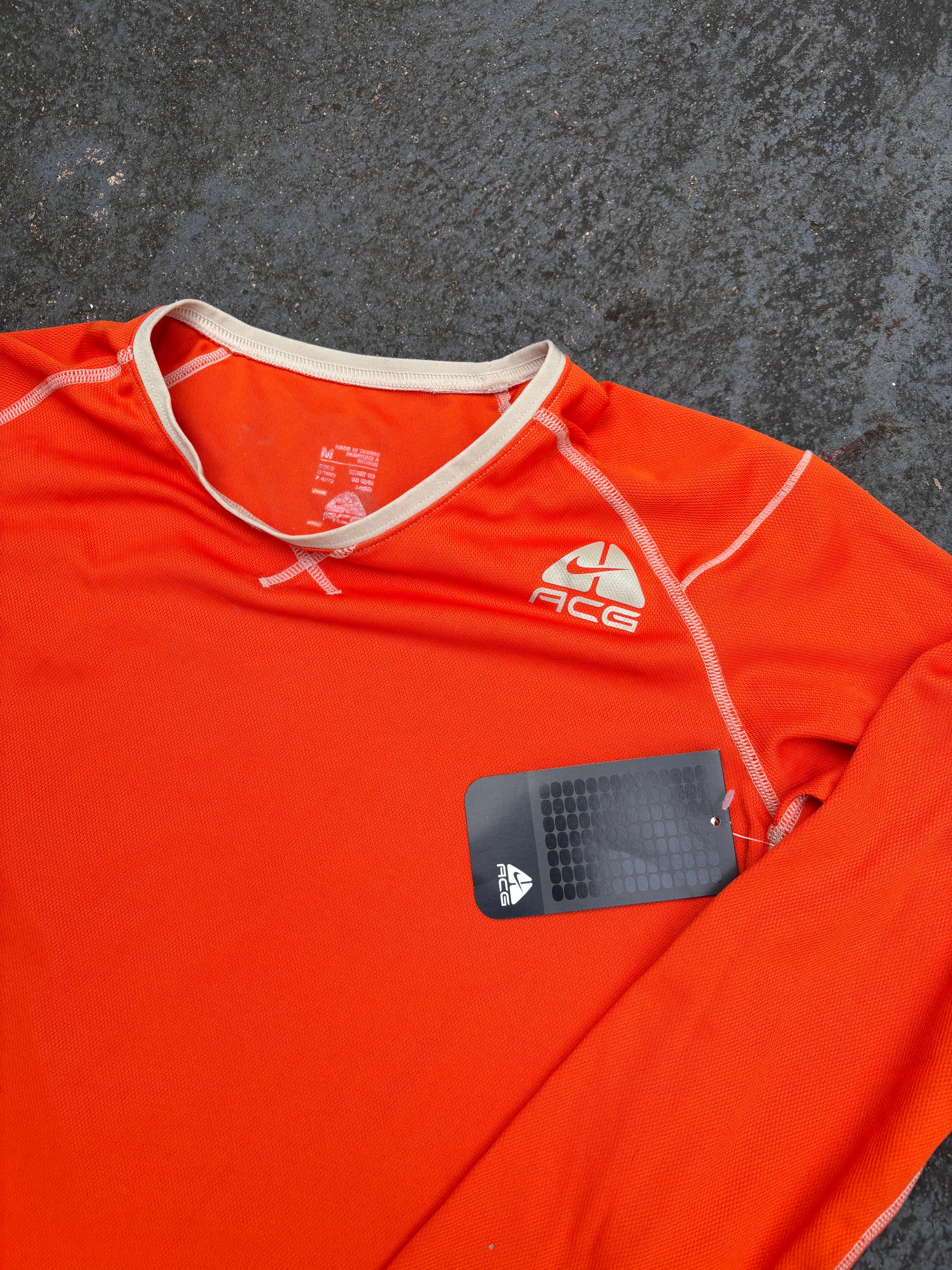 Vintage Nike ACG Mesh Top Size M Orange Long Sleeve NWT 2006 Nylon Gorpcore