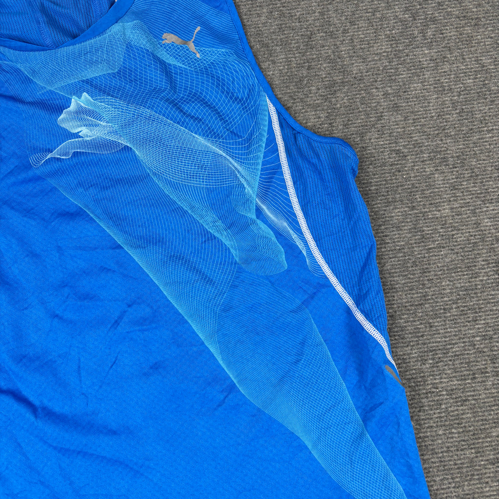 Puma running tank top men's medium blue activewear t-shirt