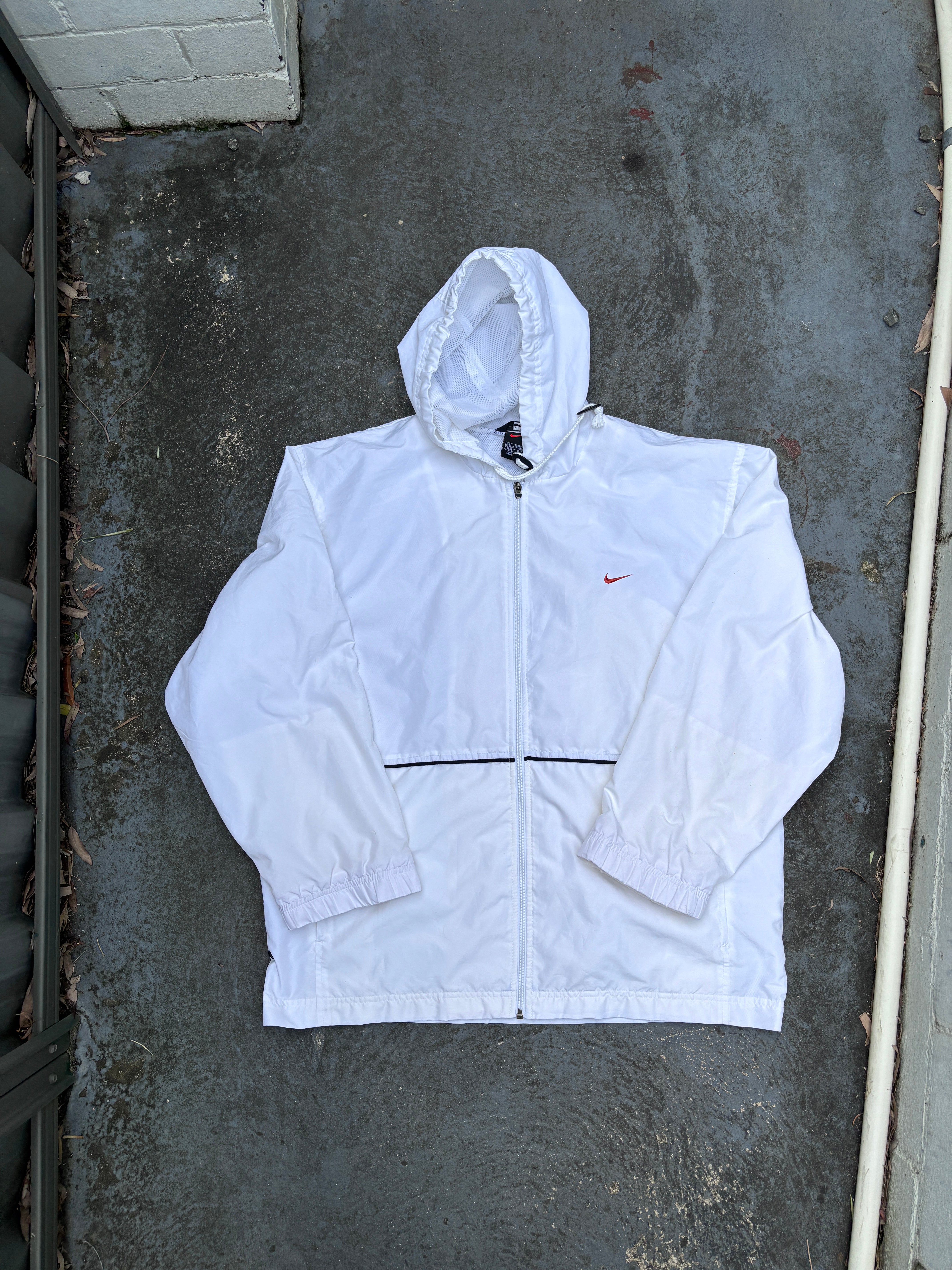 Vintage Y2K Nike 1/4 Zip Jacket Size L White Nylon Baggy