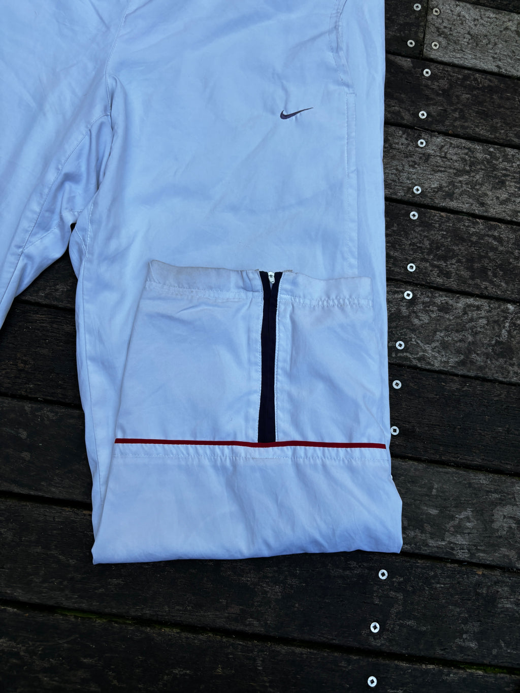 White Y2K Nike Track Pants Size L Wide Leg