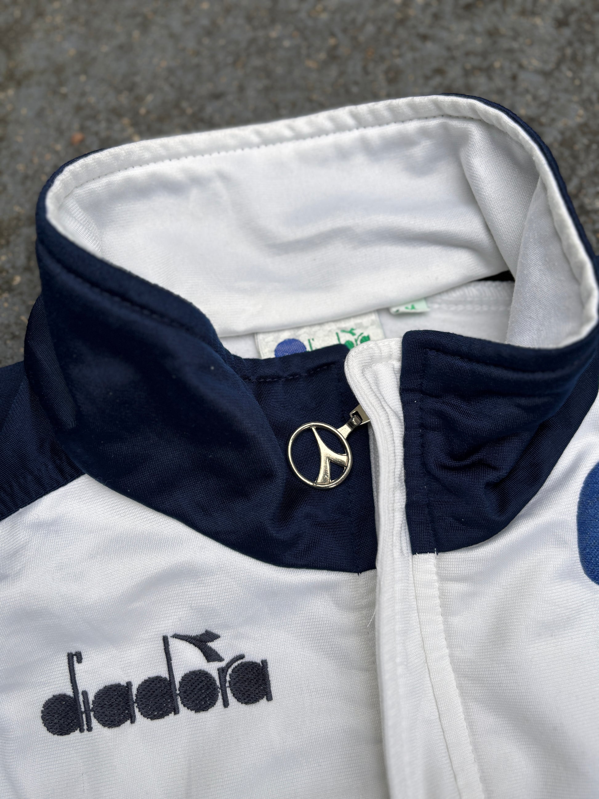 Vintage 1994 Diadora Italia Football Jacket Size M White Italy World Cup Zip Up