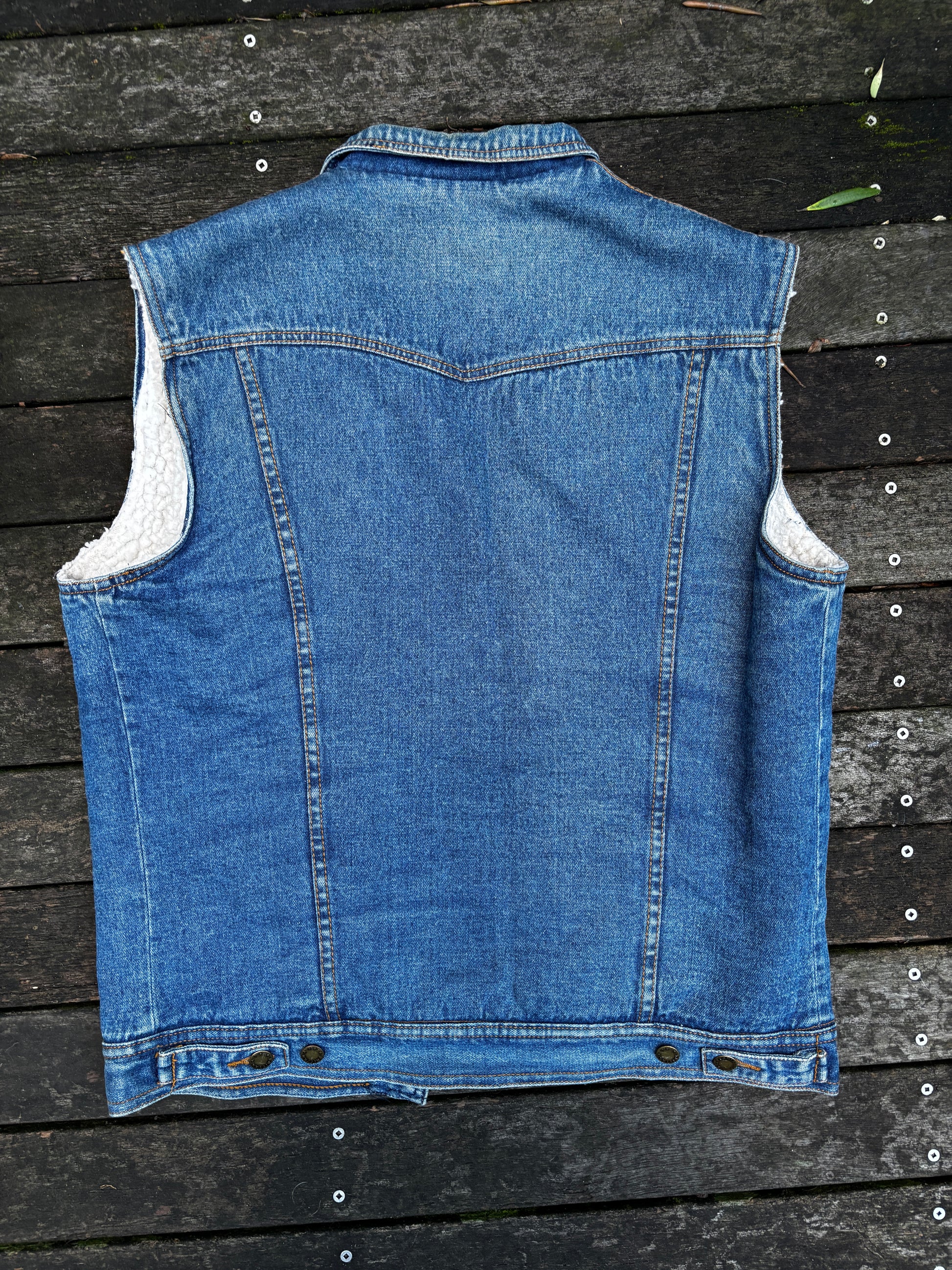 Vintage Brittania Denim Sherpa Vest Size L
