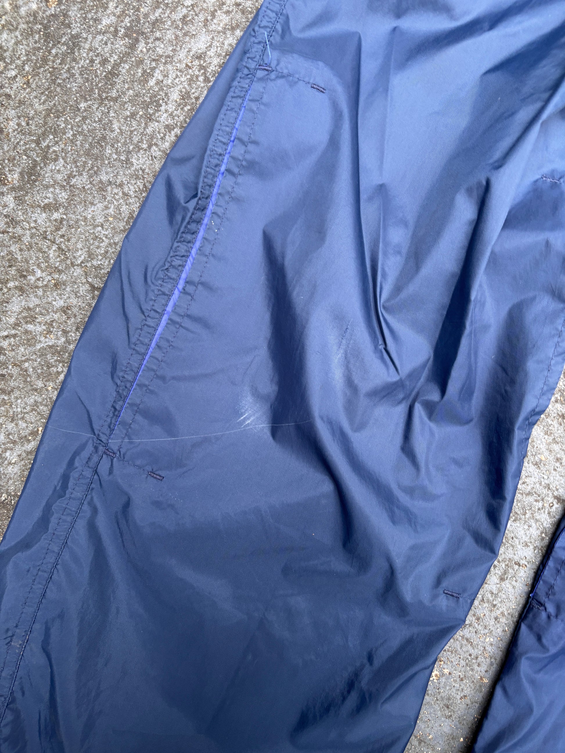 Vintage Y2K Nike Track Pants L Navy White Swoosh Spell Out Classic Windbreakers
