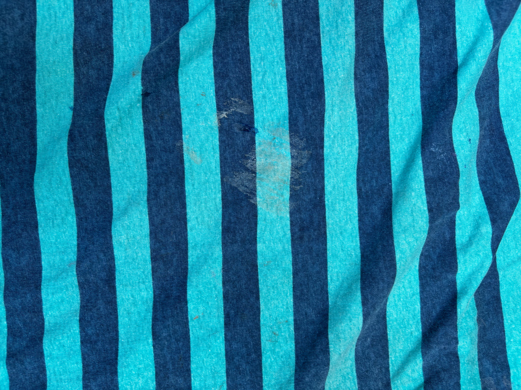 Vintage Rip Curl T-shirt in Green Blue Striped 1980s