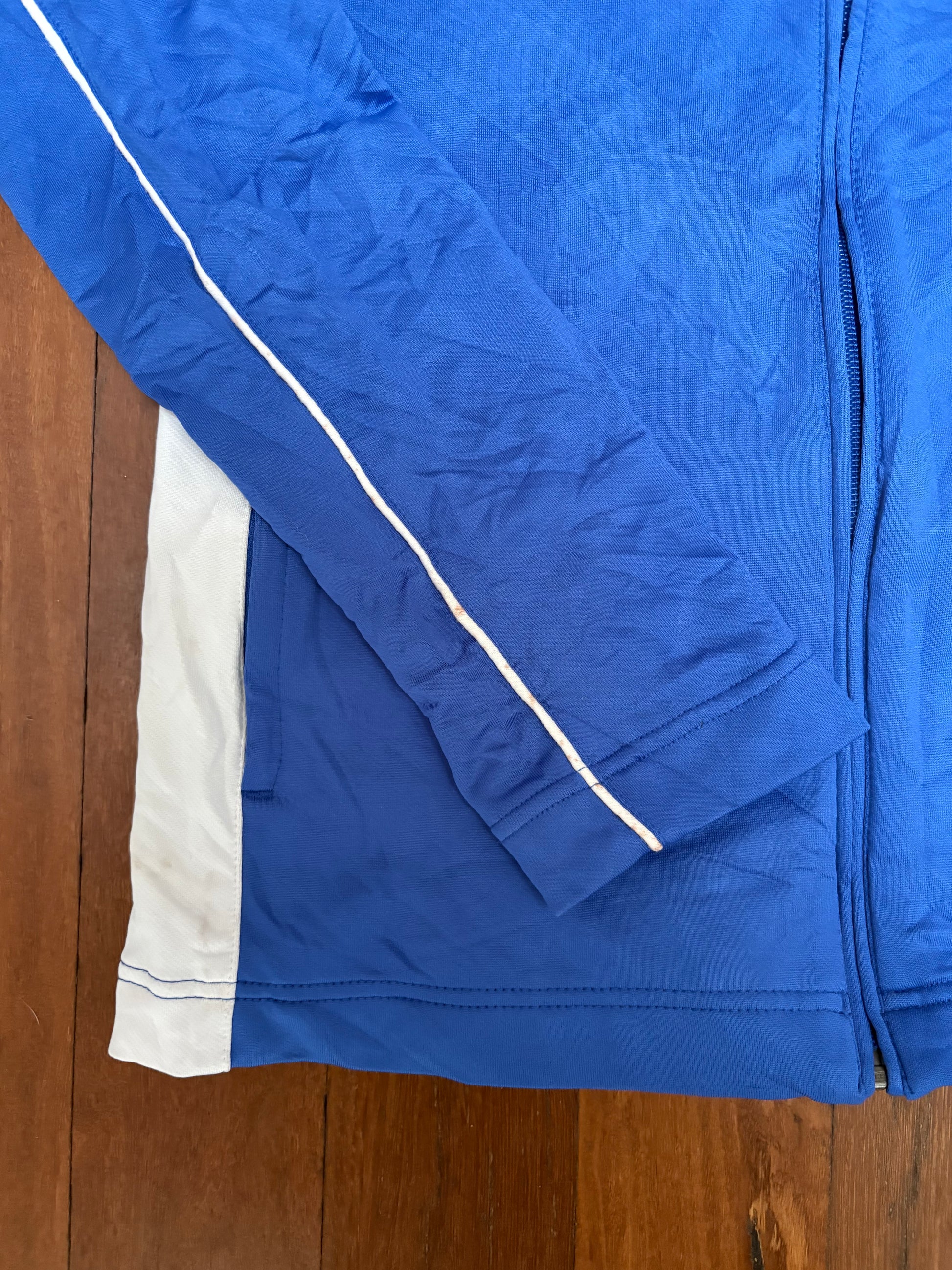 Vintage Y2K Nike Jacket Size M Blue White Detail Piping Satin Style Full Zip