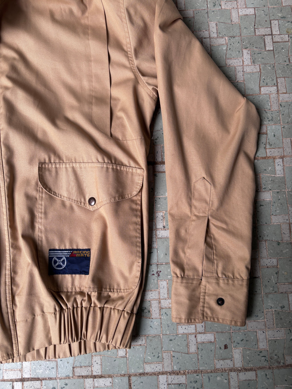 Members Only Racing Jacket Size M Tan Camel Front Pockets Cuffed Full Zip