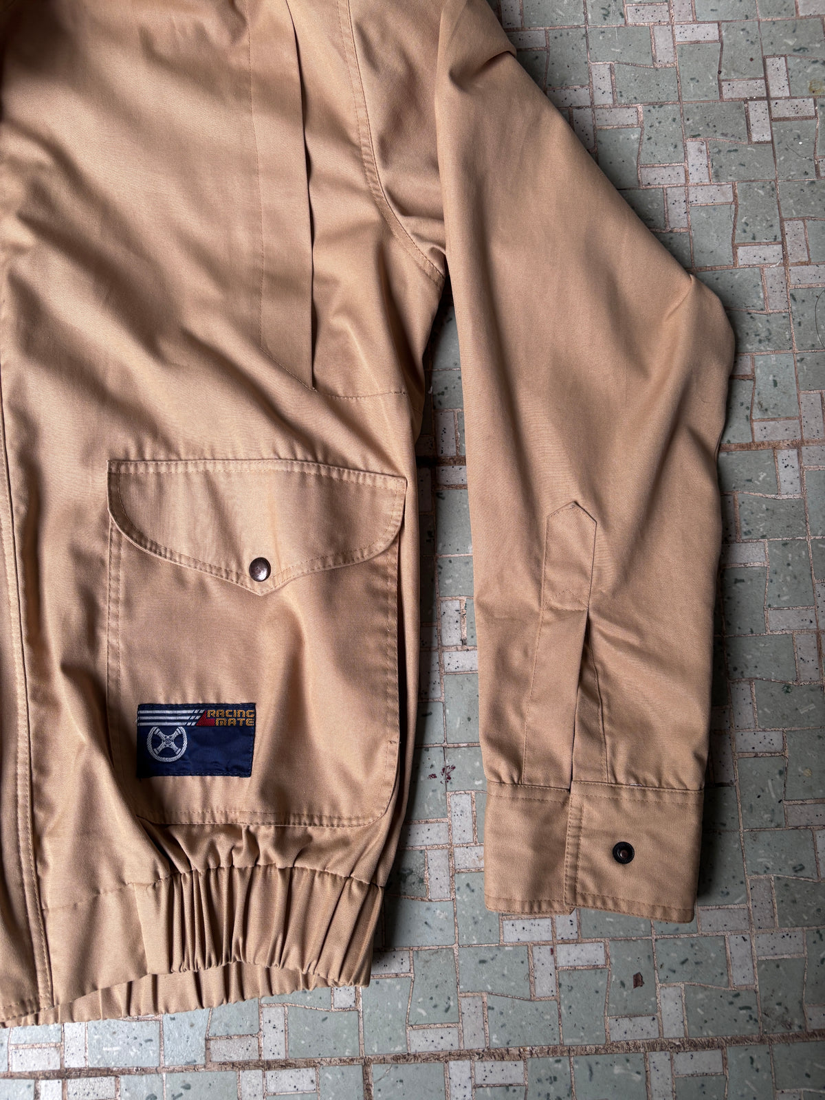 Members Only Racing Jacket Size M Tan Camel Front Pockets Cuffed Full Zip