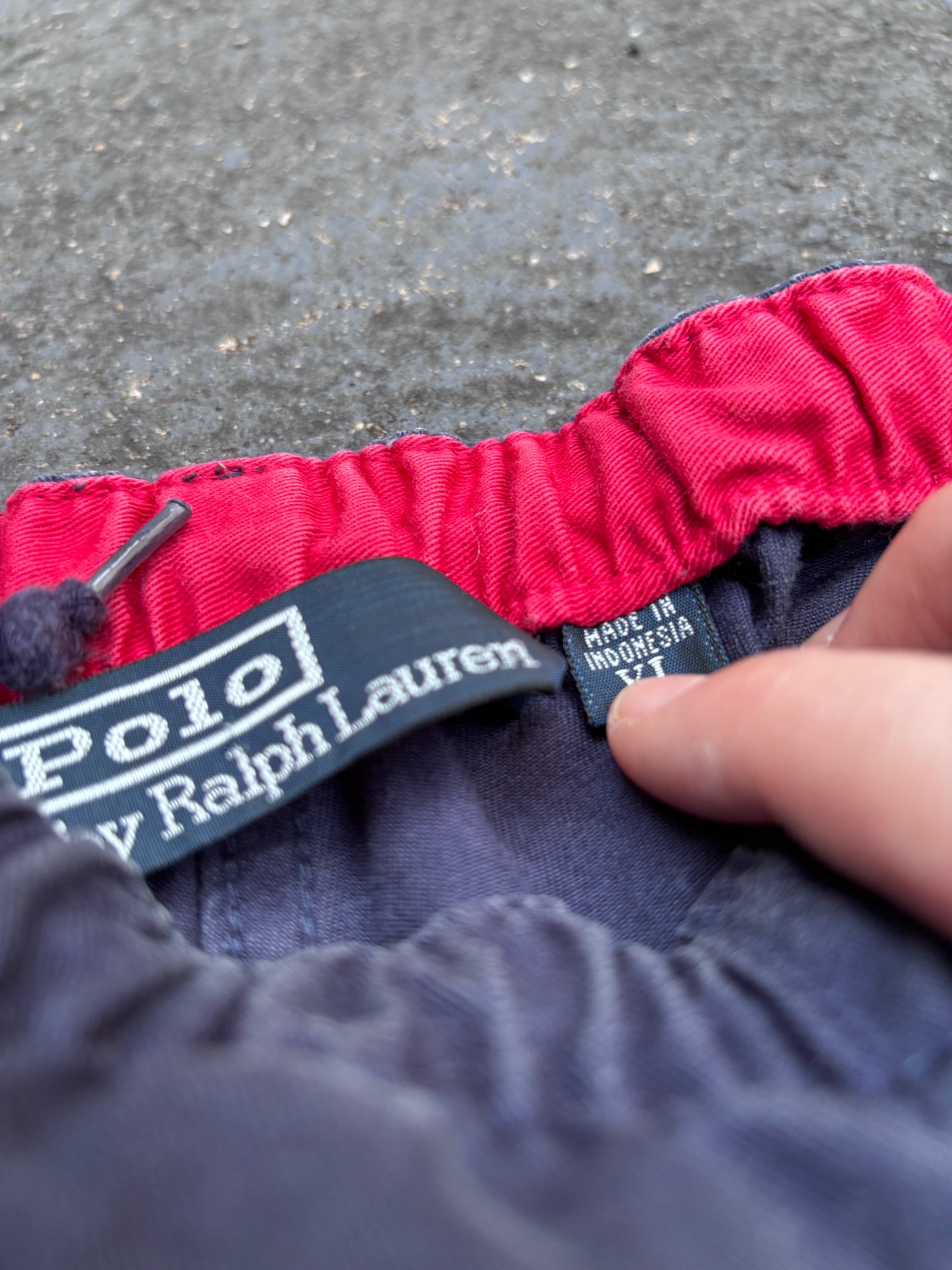 Vintage 90s Polo Ralph Lauren Rugby Shorts Men’s XL Navy Red Pony Stubbies