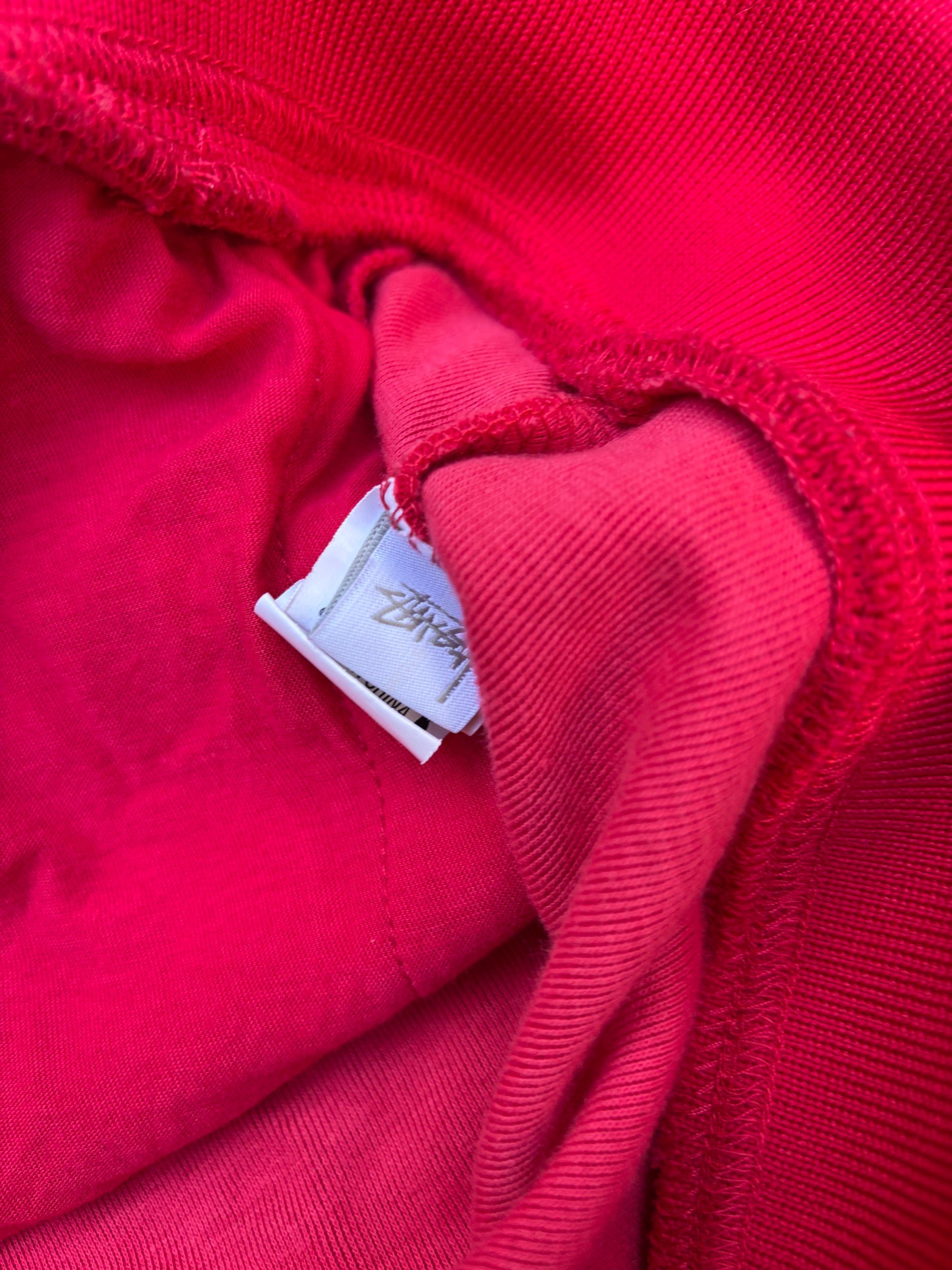 Stussy Jacket Size M Red White Arm Tape Logo World Tour Chest Logo Full Zip