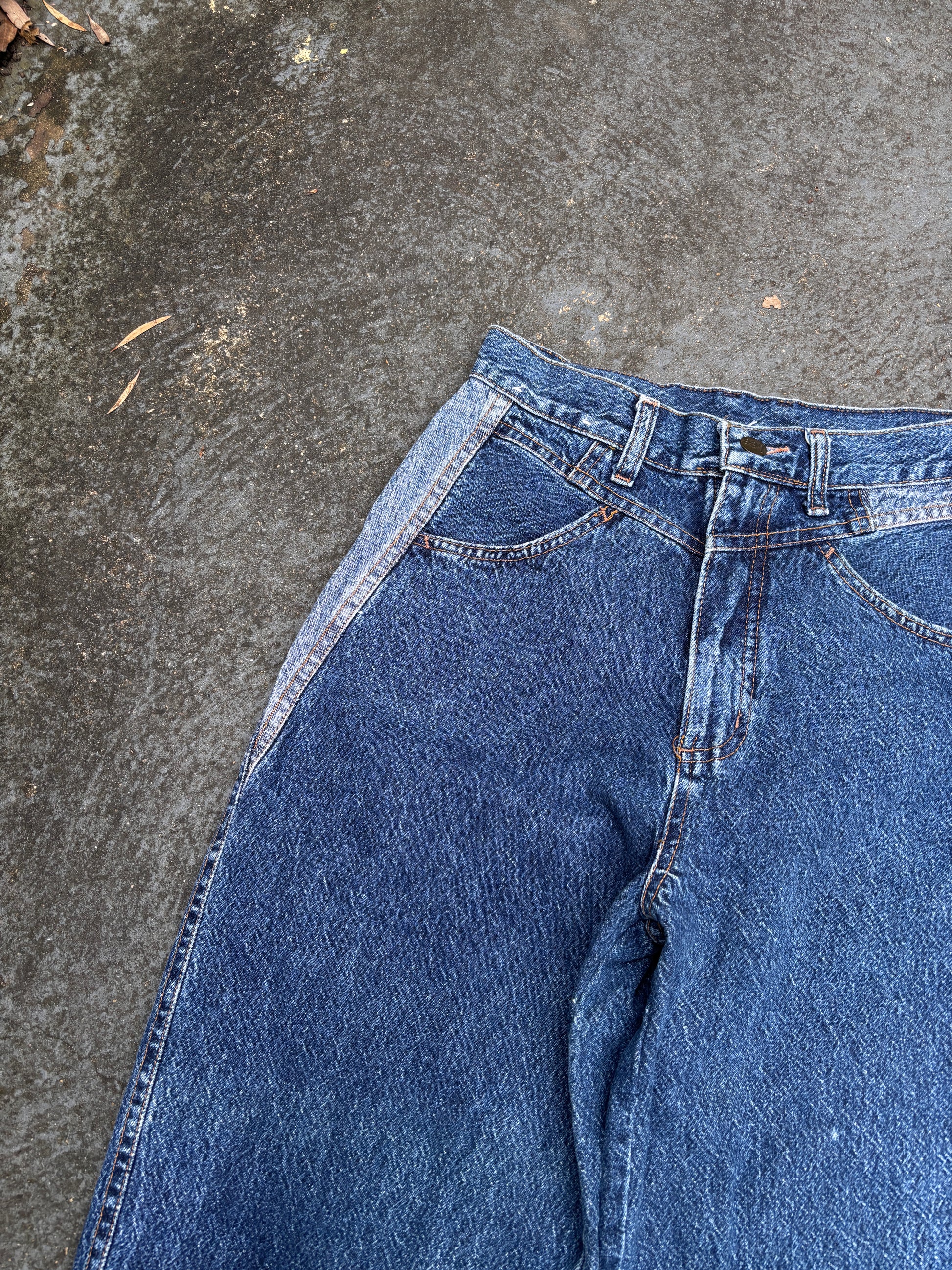 Vintage Lee Jeans Women’s AU 12 Blue White Tab MR Acid Wash Panels