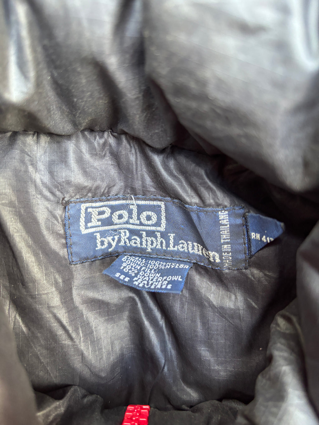 Vintage 90s Polo Ralph Lauren Down Jacket Sz M Red Puffer Embroidered Logo Boxy