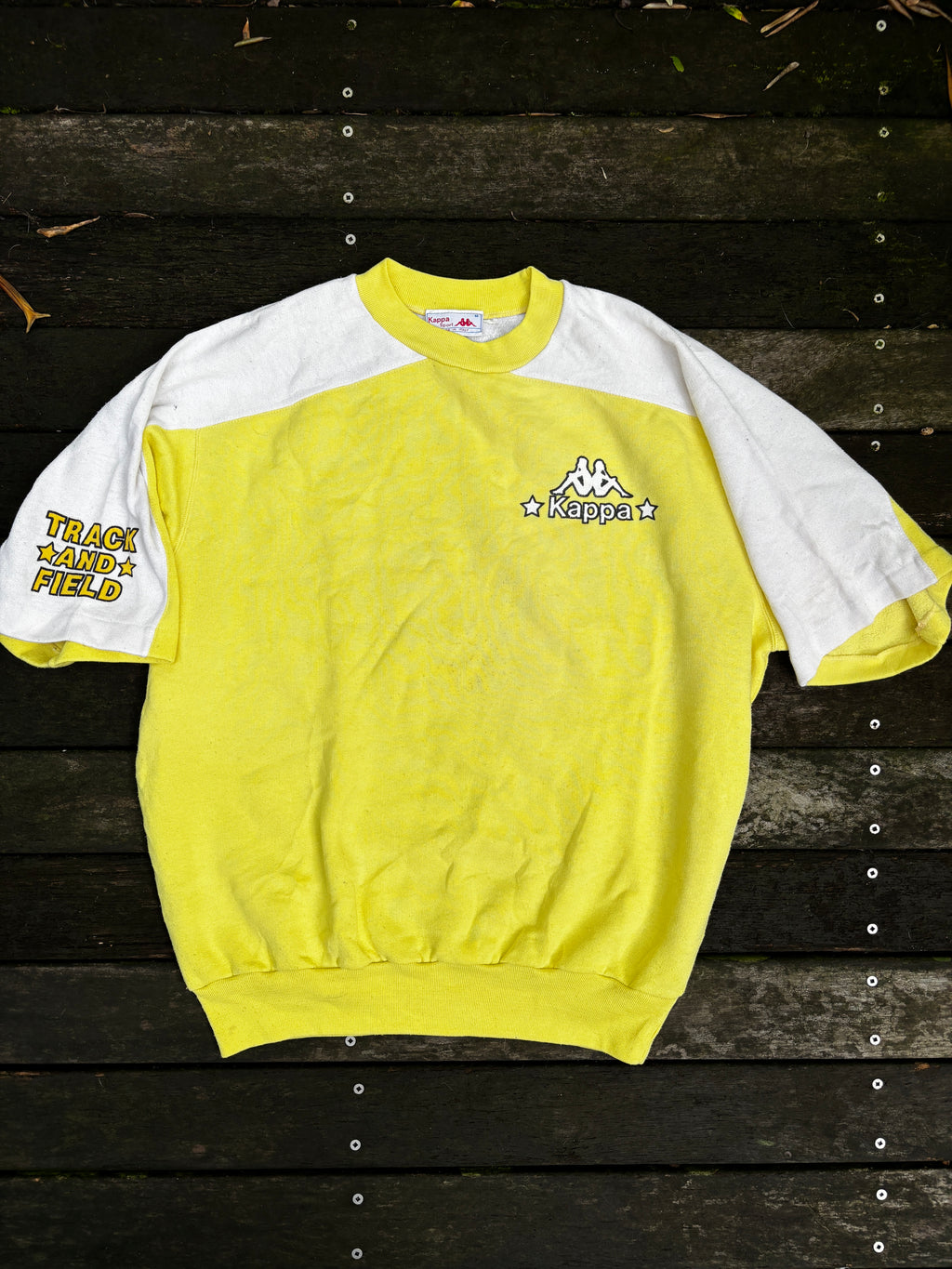 Vintage 80’s Kappa Jumper Size M Yellow Chest Logo Made in Italy