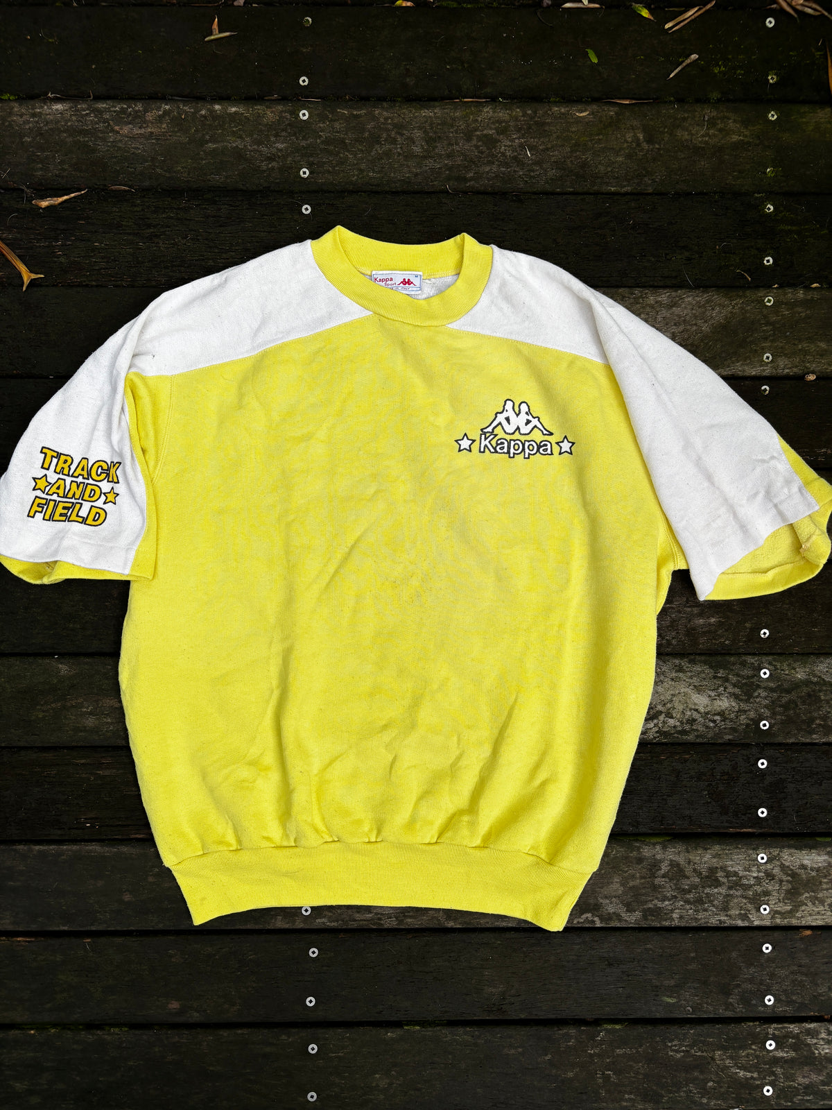 Vintage 80’s Kappa Jumper Size M Yellow Chest Logo Made in Italy