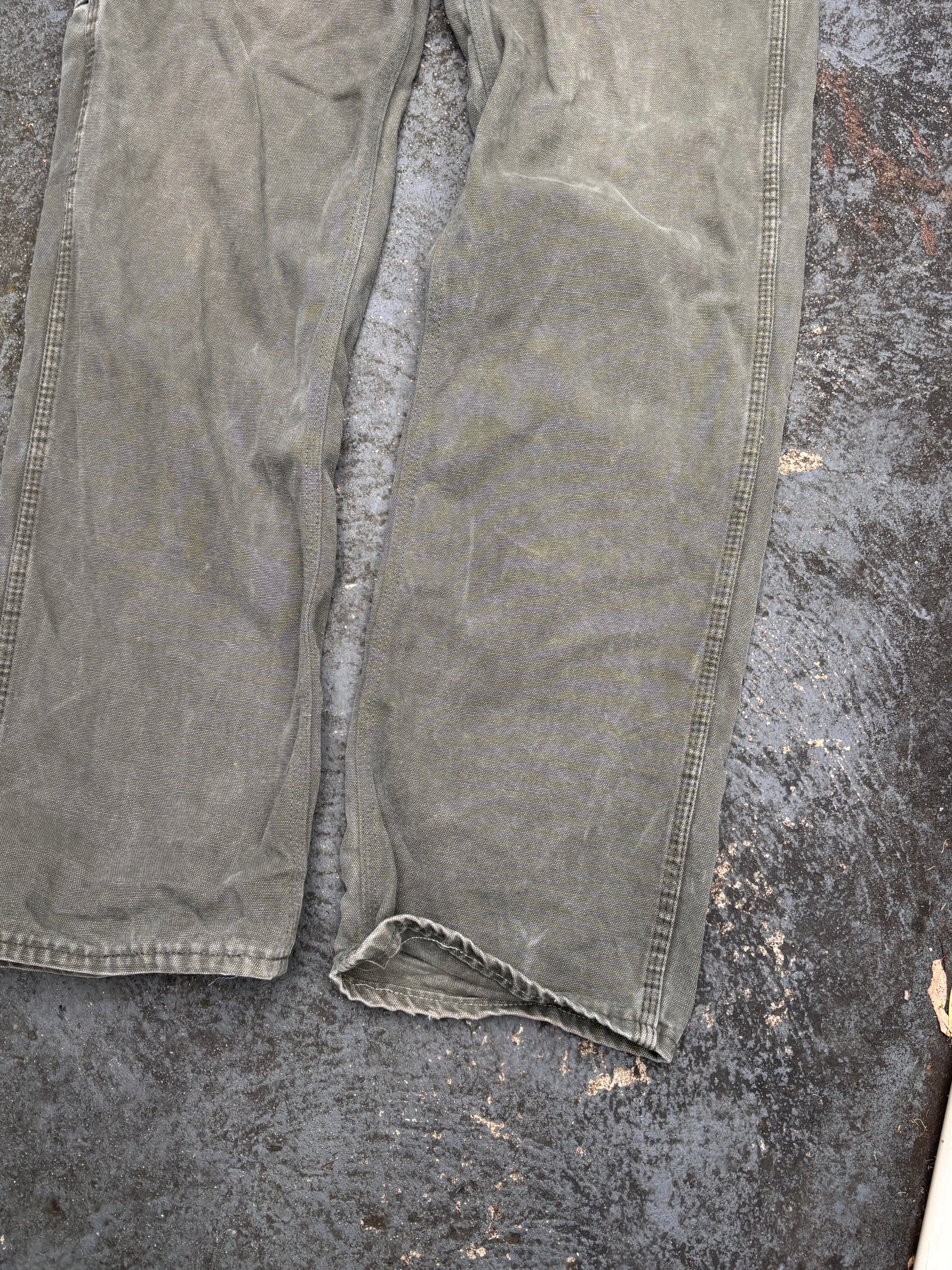 Dickies Carpenter Jeans Size 30 Khaki Olive Green Wide Leg Denim Pocket Logo
