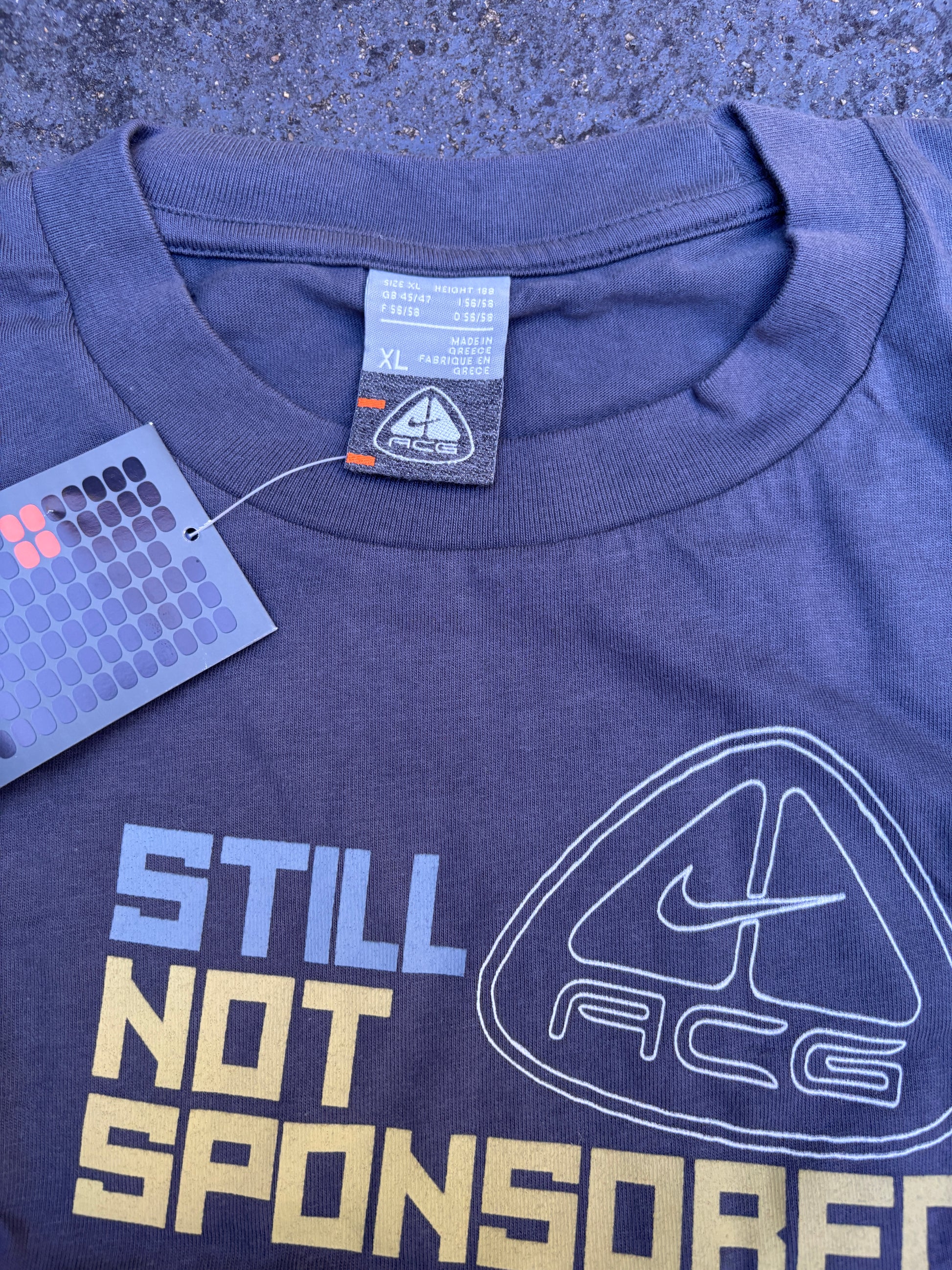 NWT Vintage Y2K Nike ACG T-shirt Size XL Grey Still Not Sponsored Logo Deadstock