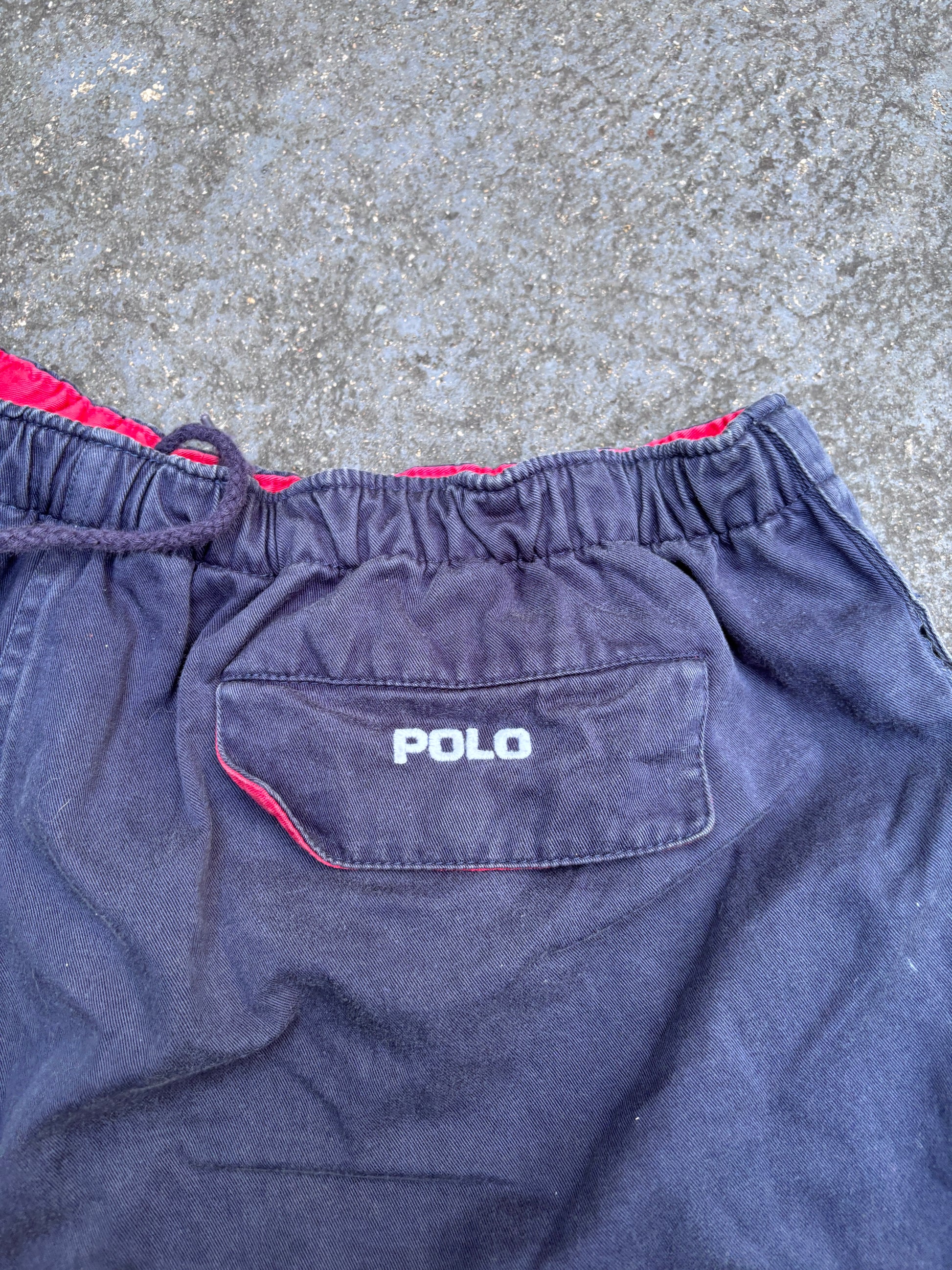 Vintage 90s Polo Ralph Lauren Rugby Shorts Men’s XL Navy Red Pony Stubbies