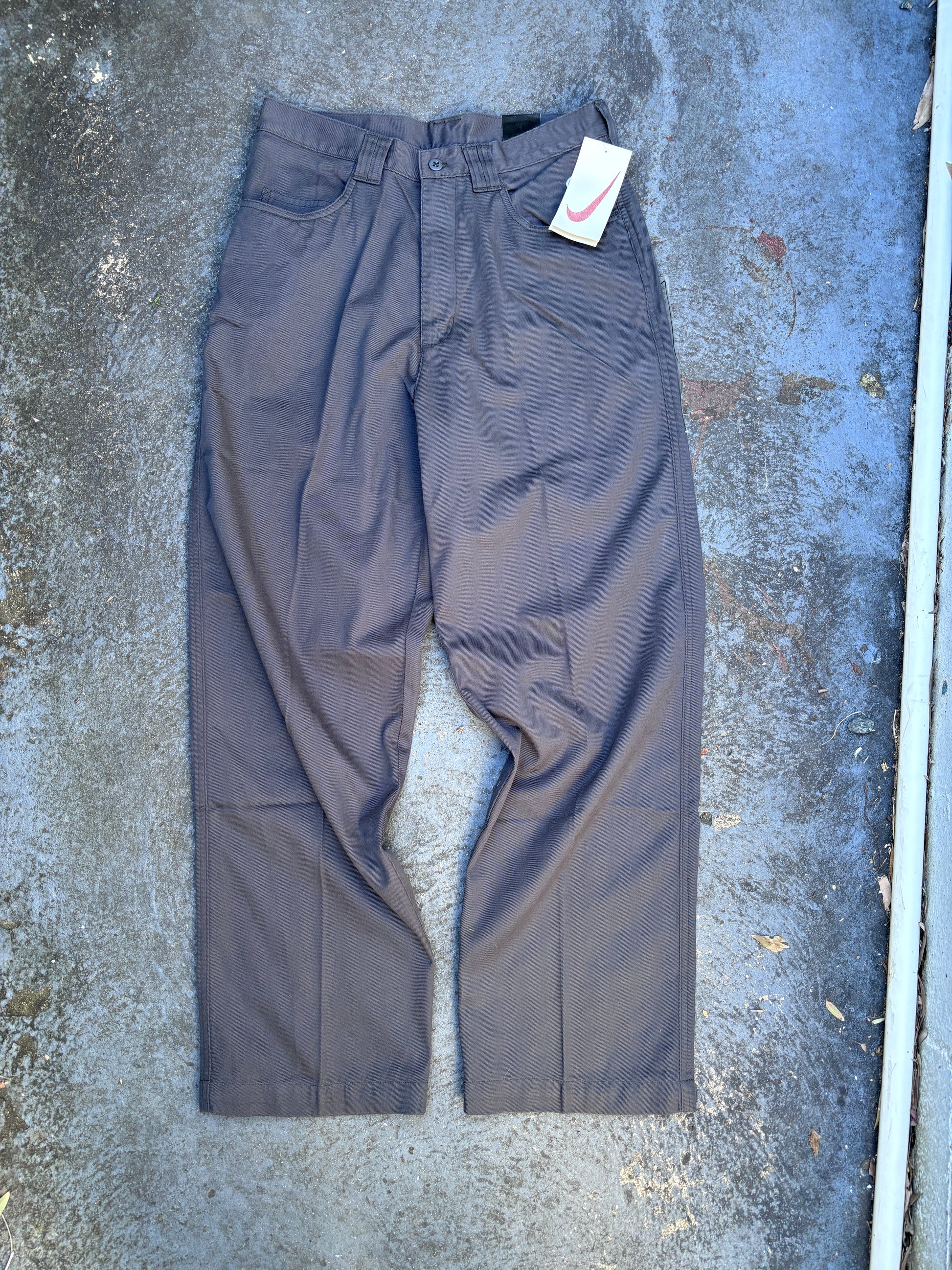 Vintage 90s Nike Golf Yin Yang Chinos Size 30 Grey Tiger Woods Pleated Wide Leg Pants