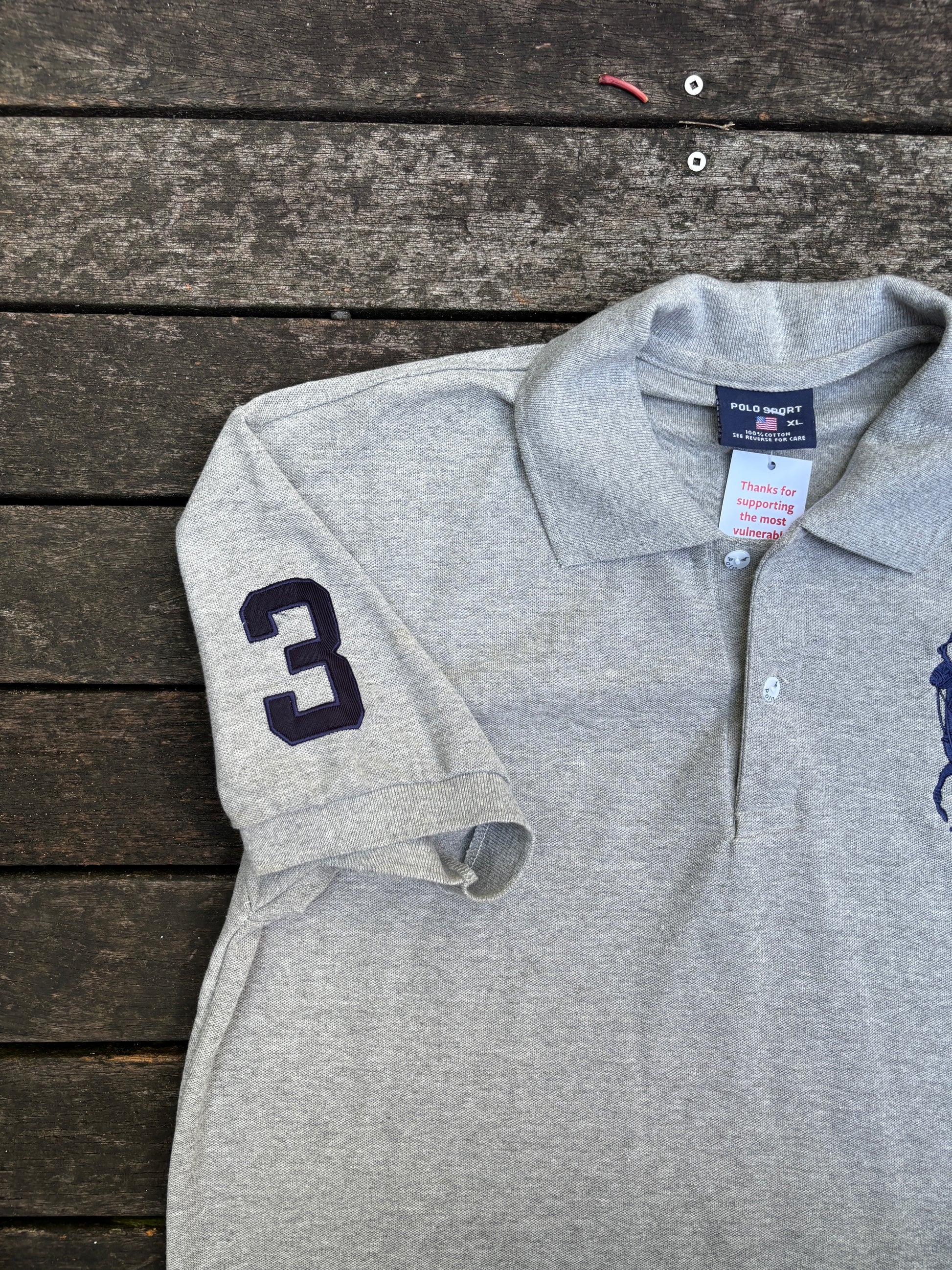 Vintage Polo Sport Polo Size XL Grey 90s
