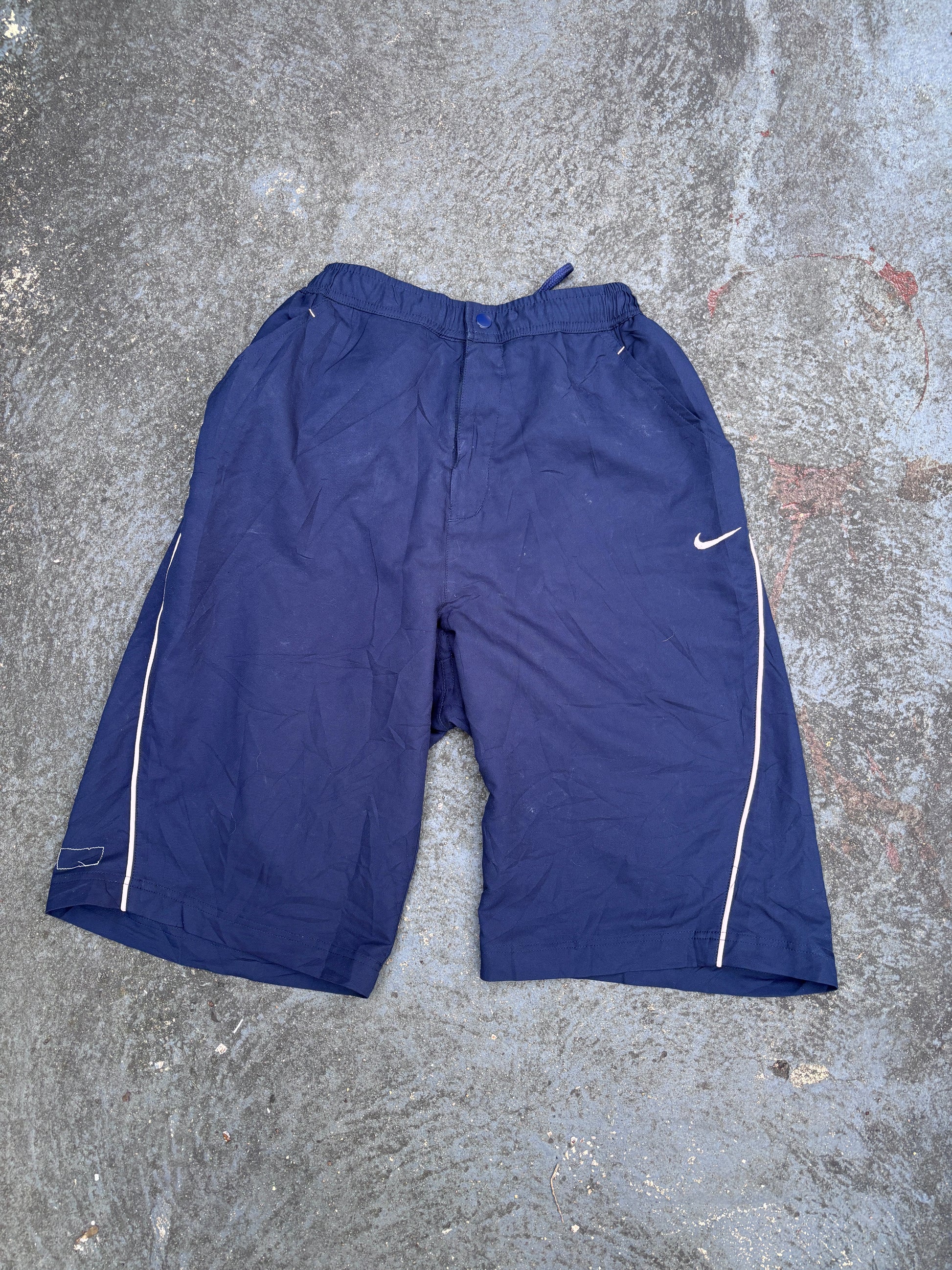 Vintage Y2K Nike Shorts Women’s XS Navy Pink Detail & Swoosh Baggy Wide Leg