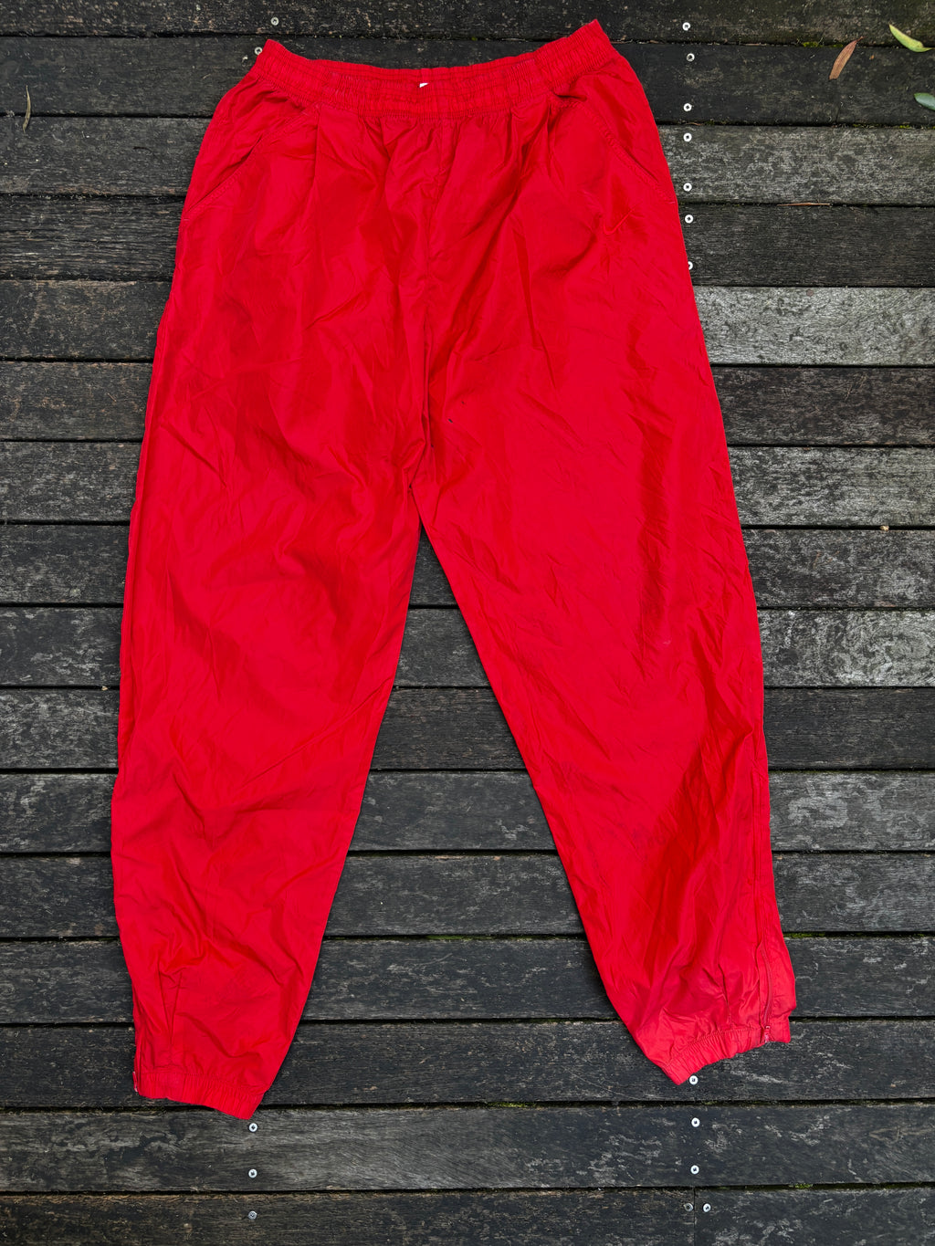 90's Nike Red on Red Nylon Lightweight Winderbreaker Track Pants