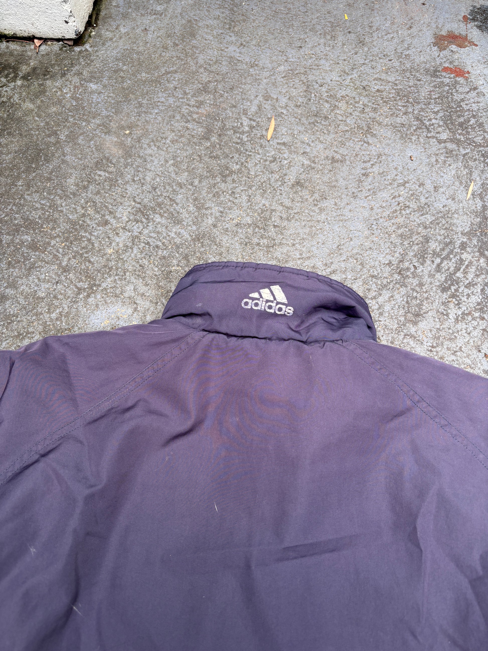Vintage 90s Adidas Jacket Small Oversized Navy Blue Two Tone Heavier Windbreaker