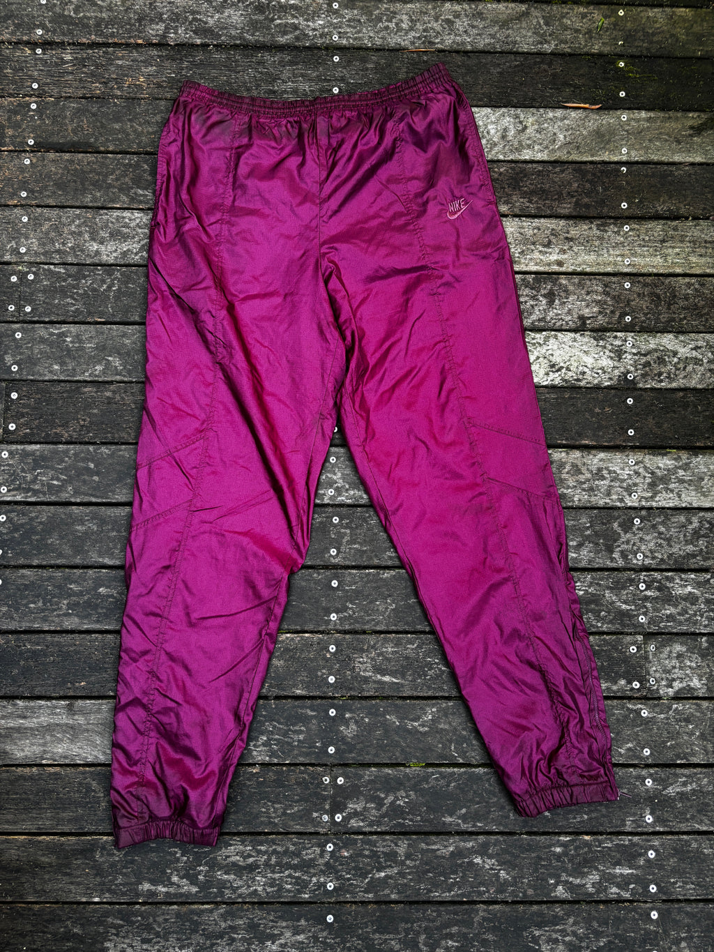 Vintage Nike Track Pants Size L Burgundy Nylon Windbreakers