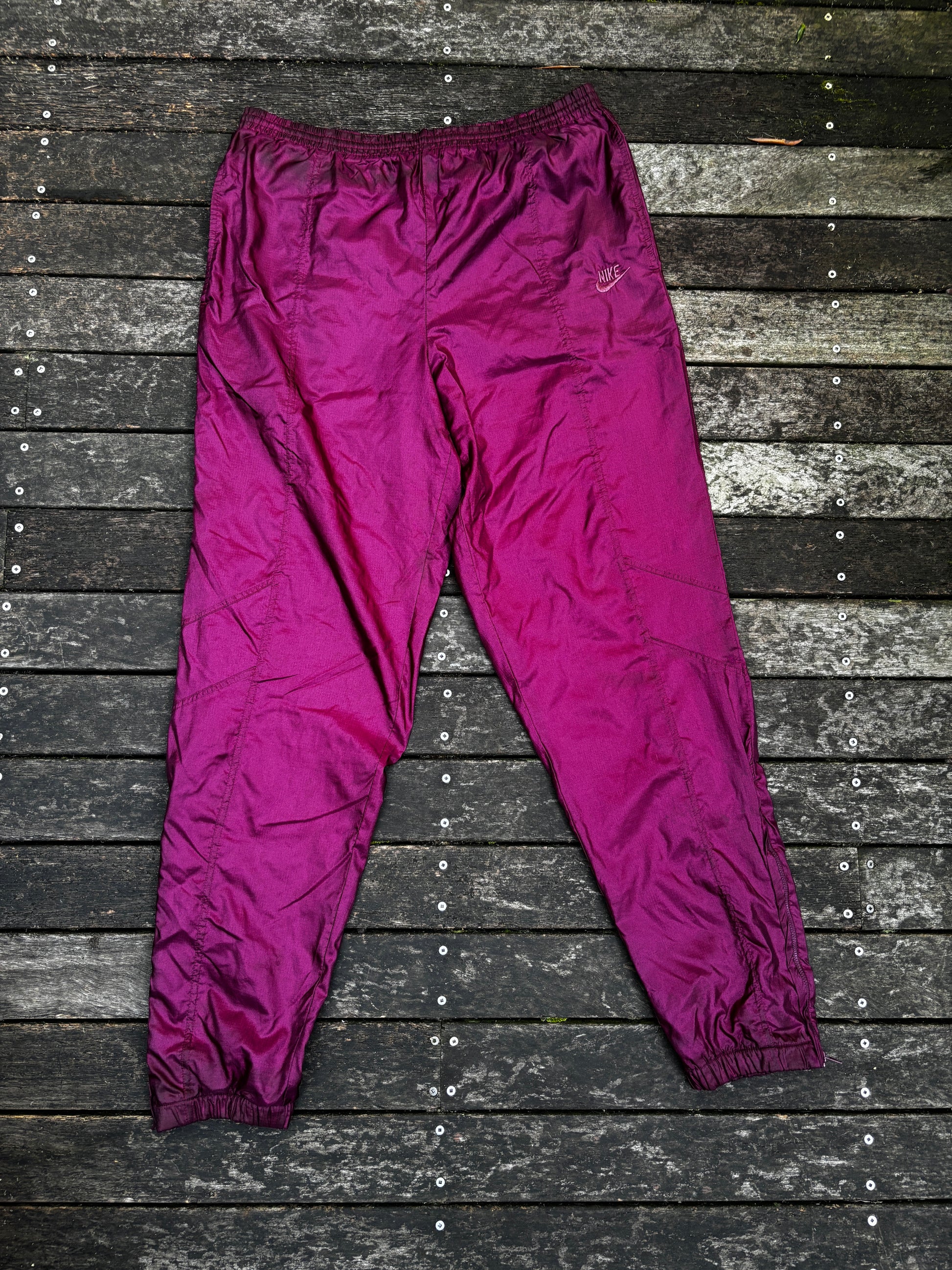 Vintage Nike Track Pants Size L Burgundy Nylon Windbreakers